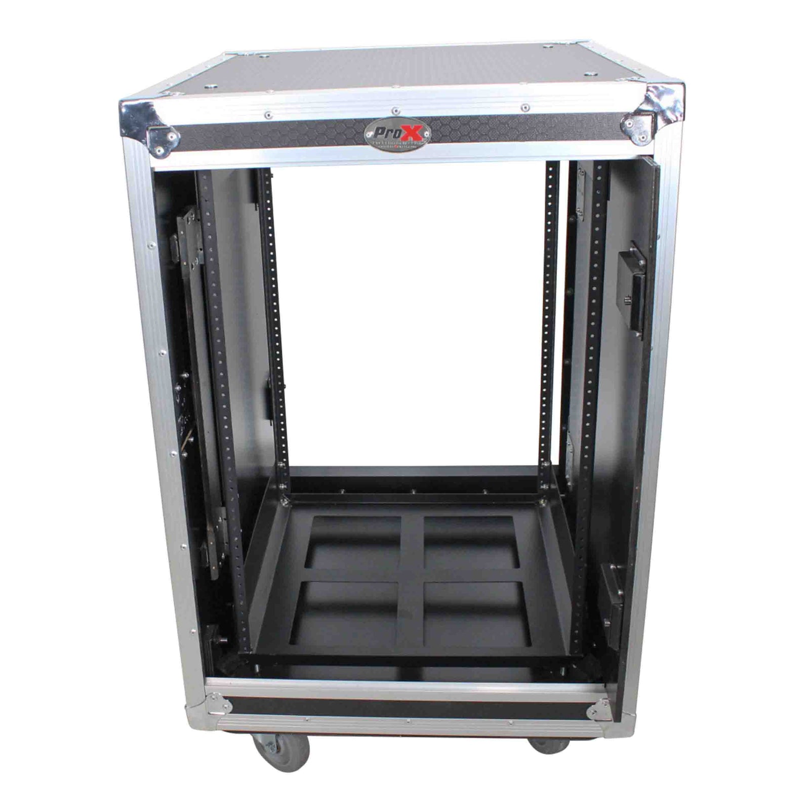 ProX T-16USLAM20, 16U 20" Deep Vertical Rack Shock Mount Case with 2 Sliding Slam Doors and 4" Caster Wheels by ProX Cases