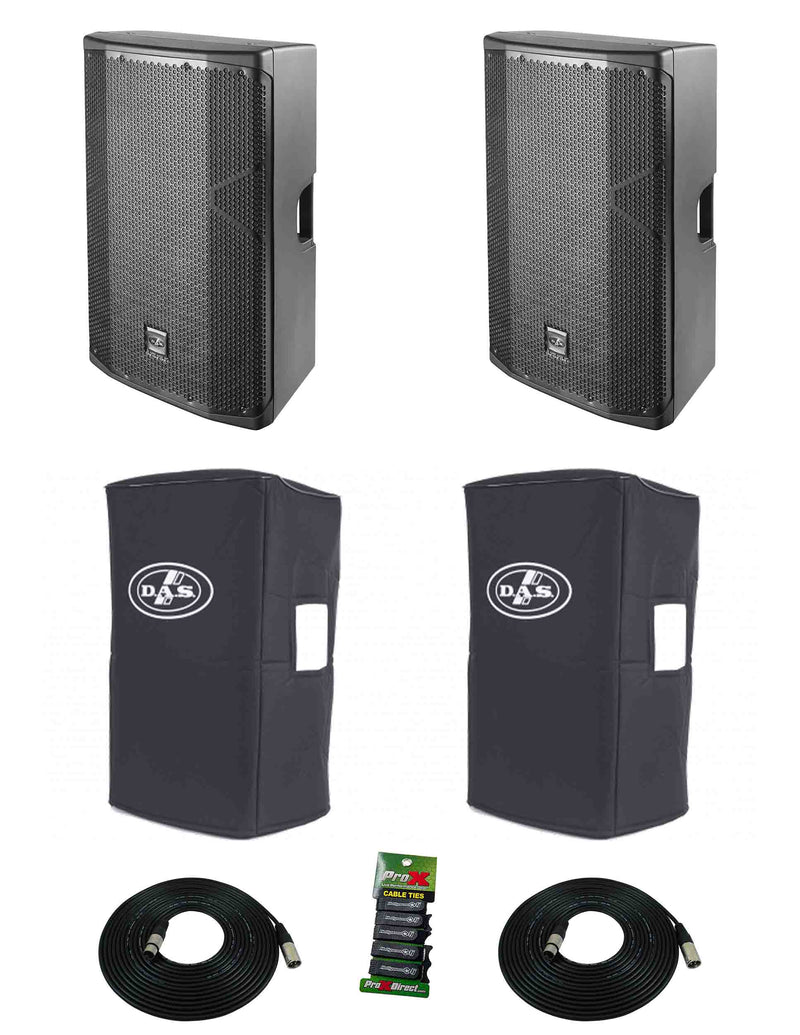 DAS Audio 715ACVRALTEA15, 15-Inch Powered Speaker DJ Package with Cover by DAS Audio