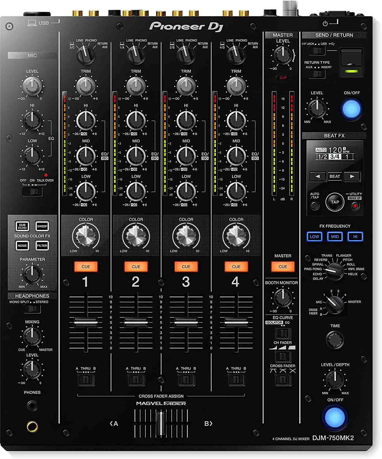 Pioneer DJ DJM-750MK2, 4-Channel Digital Performance DJ Mixer