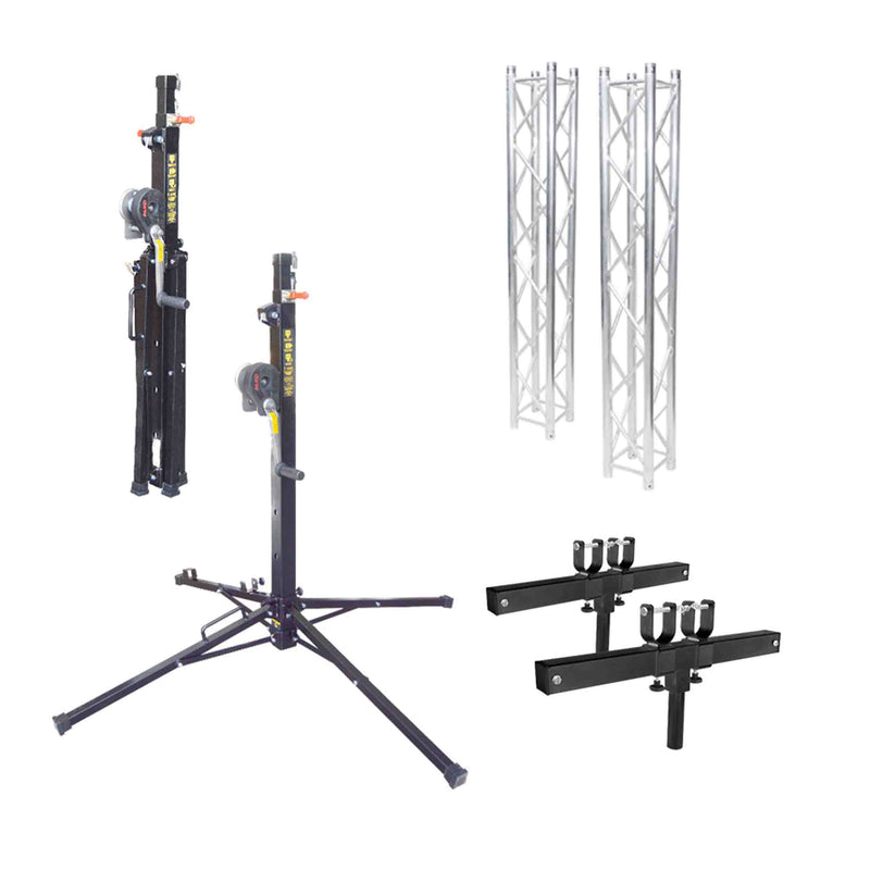 ProX F34 Square Truss Lifting Package with (2) 6.56Ft Truss Segments, (2) Adjustable T-Adapters, (2) Lifting Towers by ProX Cases
