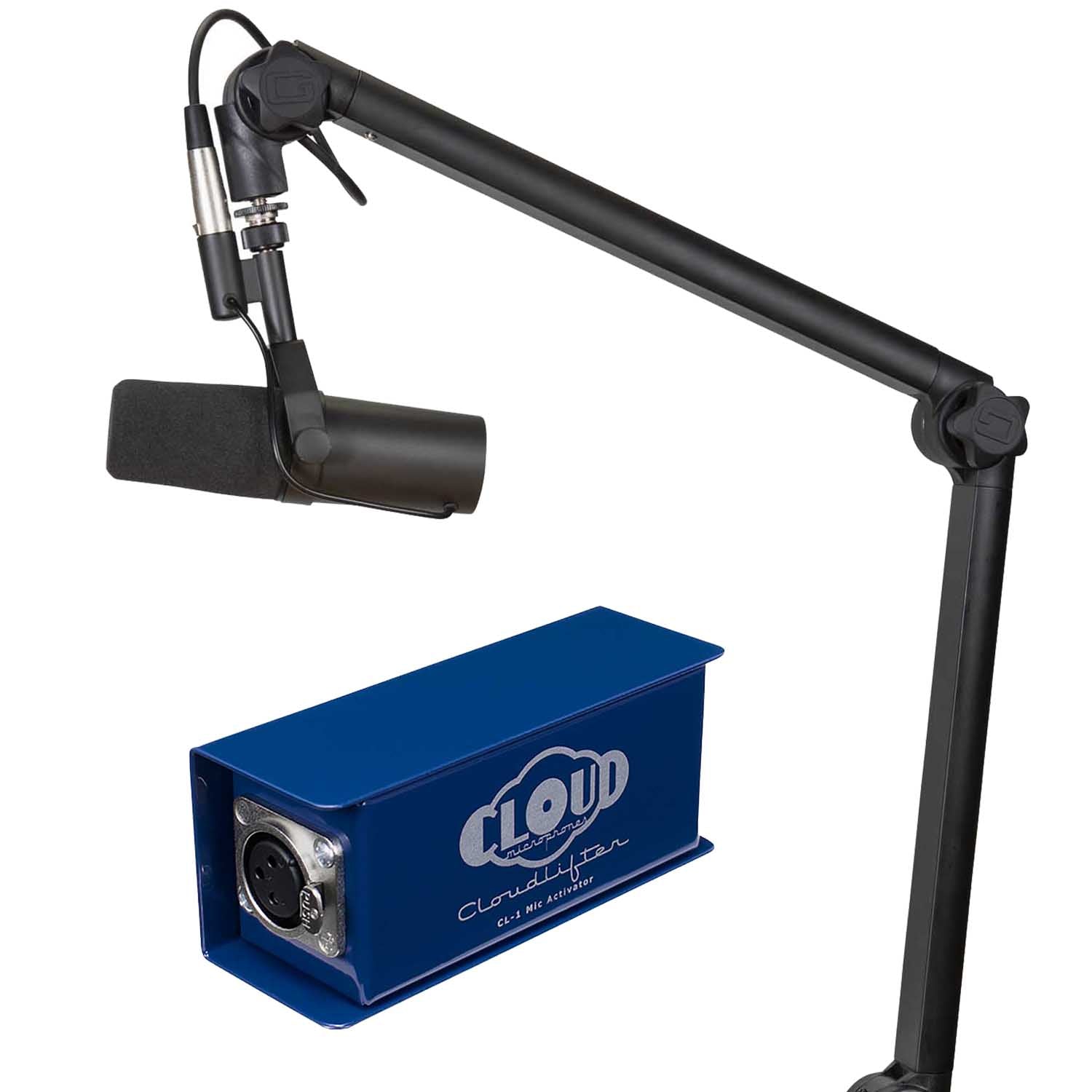 Shure Podcast Package with SM7B Microphone, Gator BM3000 Desktop Mic Stand and Cloudlifter CL-1 Mic Activator by Shure