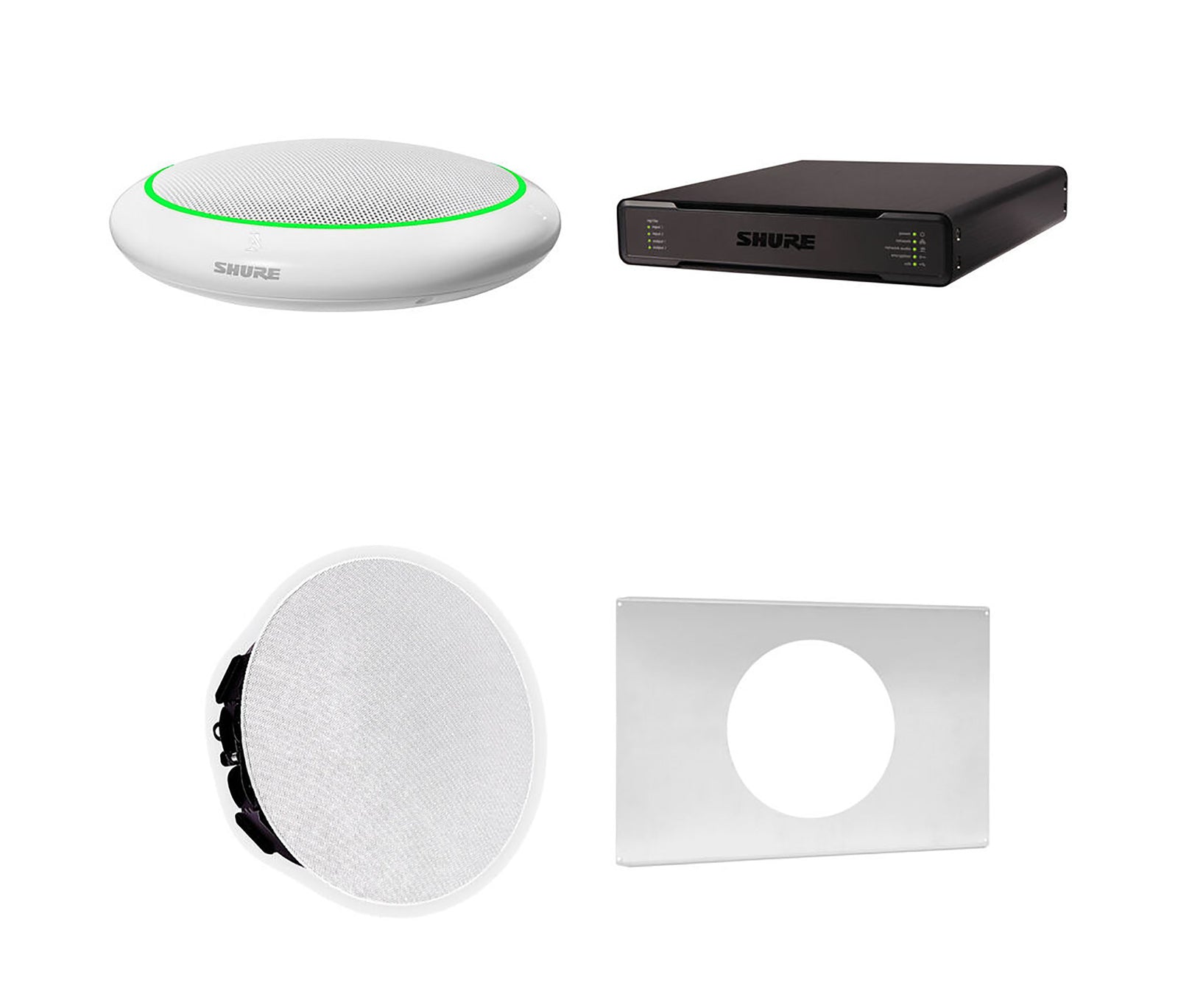 Shure 310P W-V Ecosystem DJ Package Including 1 MXA310W Microphone, 1 P300-IMXAudio Processor, MXN5W-C Ceiling Loudspeaker and 1 Tile Bridge by Shure