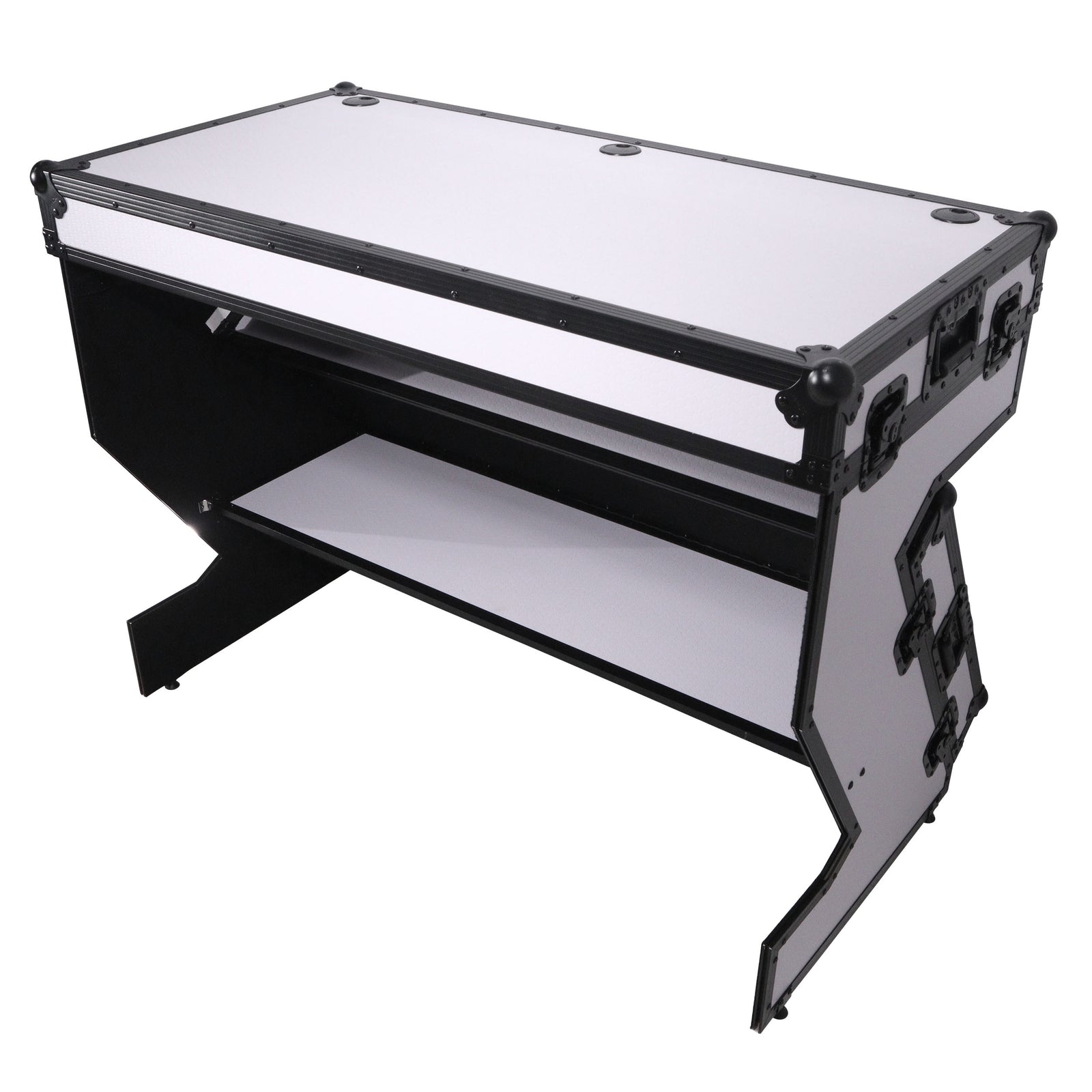 ProX XS-ZTABLEWH, Z-Style Folding DJ Table Flight Case with Handles and Wheels - Black White Finish by ProX Cases