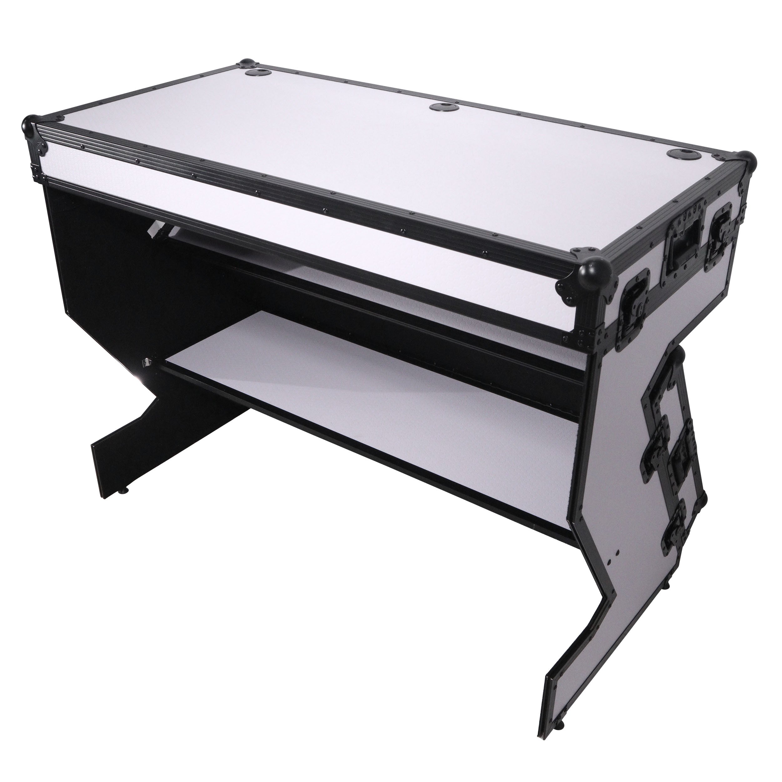 ProX XS-ZTABLEWH, Z-Style Folding DJ Table Flight Case with Handles and Wheels - Black White Finish by ProX Cases