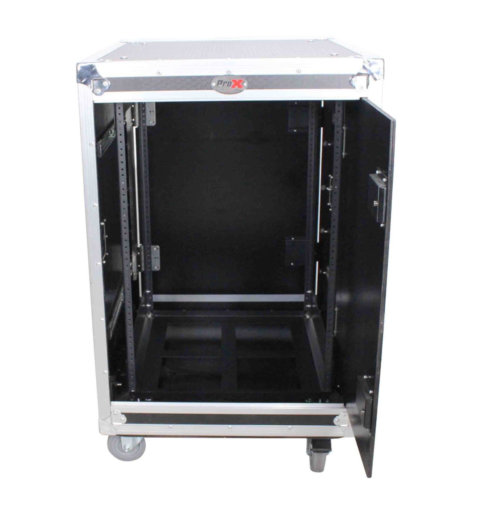 ProX T-16USLAM20, 16U 20" Deep Vertical Rack Shock Mount Case with 2 Sliding Slam Doors and 4" Caster Wheels by ProX Cases