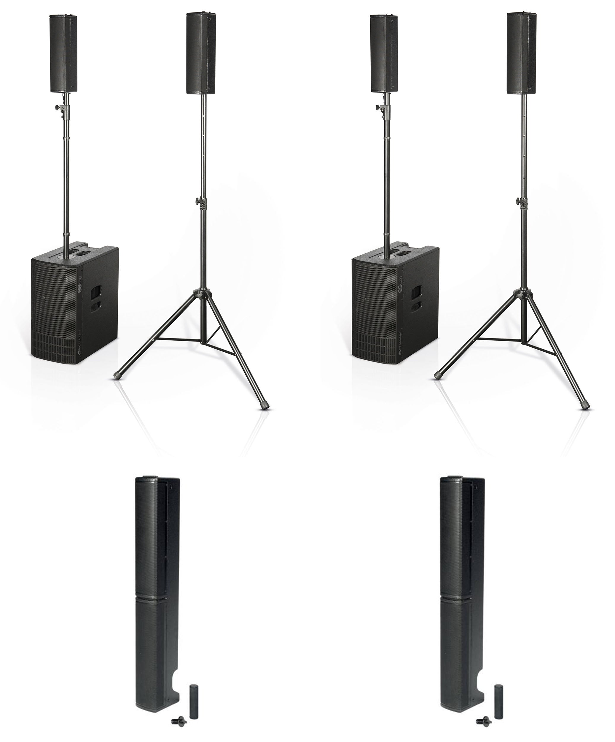 dB Technologies ES1203DP Portable Stereo Sound System DJ Package with Design Pole - Black by DB Technologies