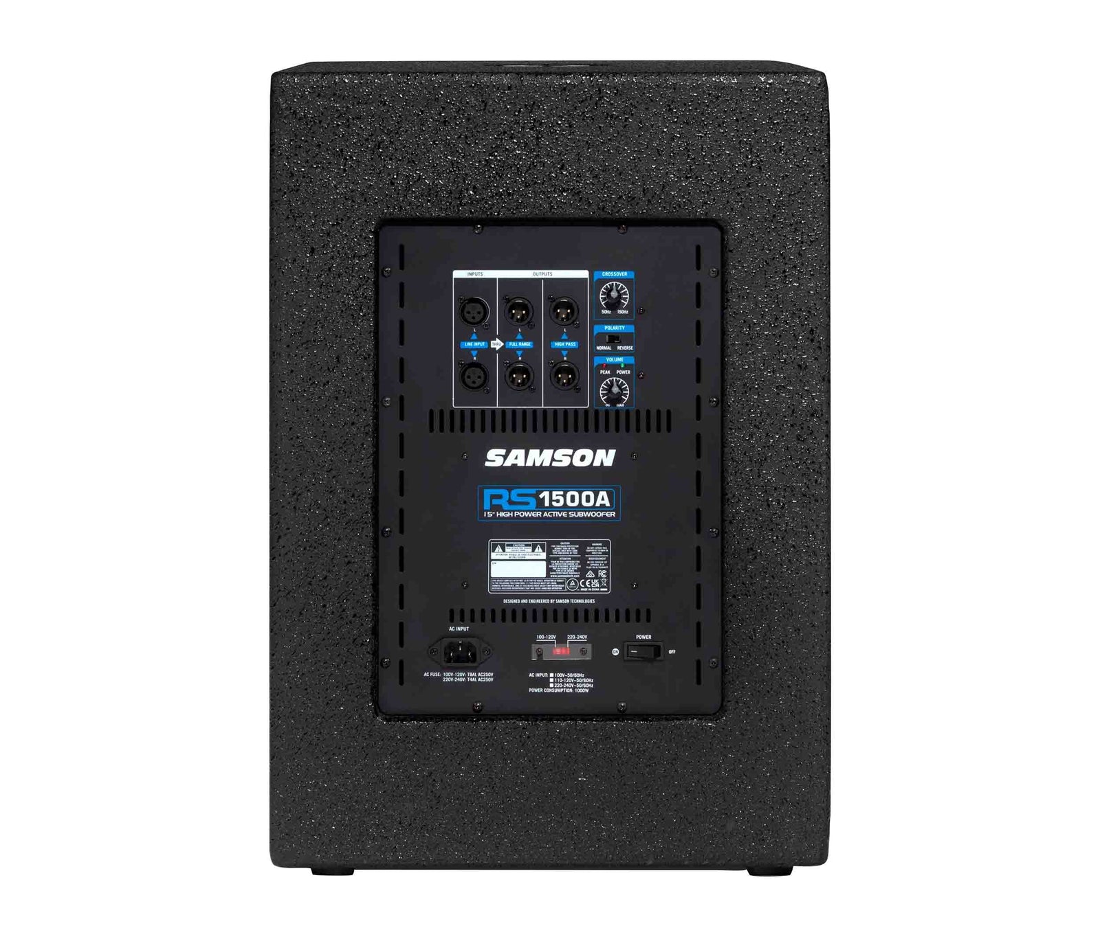 Samson RS1500A, 1000-Watt Active Subwoofer Speaker with 15-Inch Driver - Black by Samson