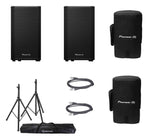 Pioneer Dj XPRS102, 10" Active Loudspeaker DJ Package with Speaker Covers, Stands and Cables by Pioneer DJ