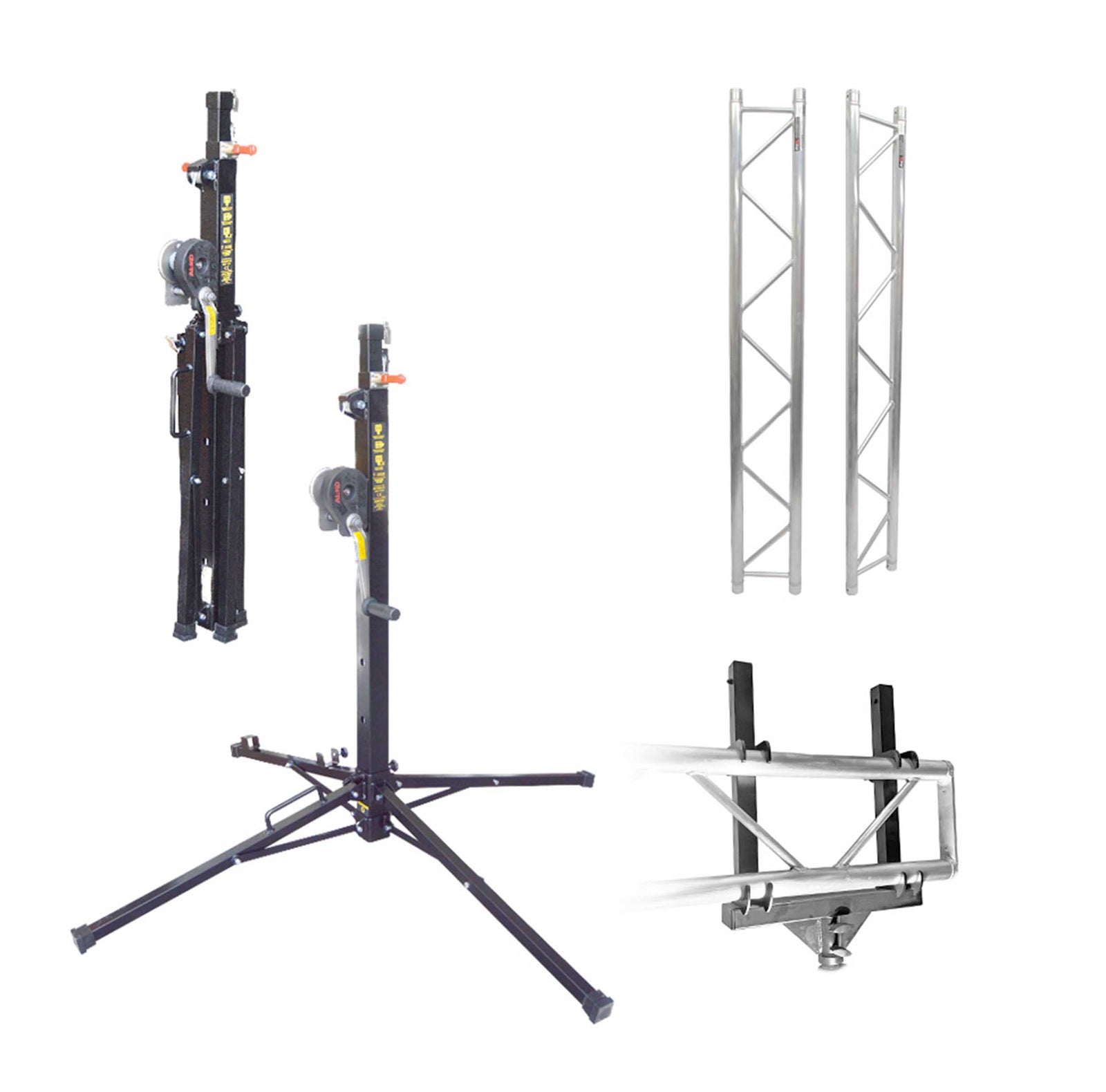 ProX F32 I-Beam Truss & Lifting Tower Package with (2) 6.56Ft Truss Segments, (2) Mount Brackets and (2) Lifting Towers by ProX Cases