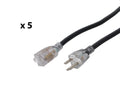 ProX XC-P121-50 X5, 50 Ft NEMA 15 Male to 3 Outlet Female Power-Extension Cable DJ Package - 5 Pack by ProX Cases