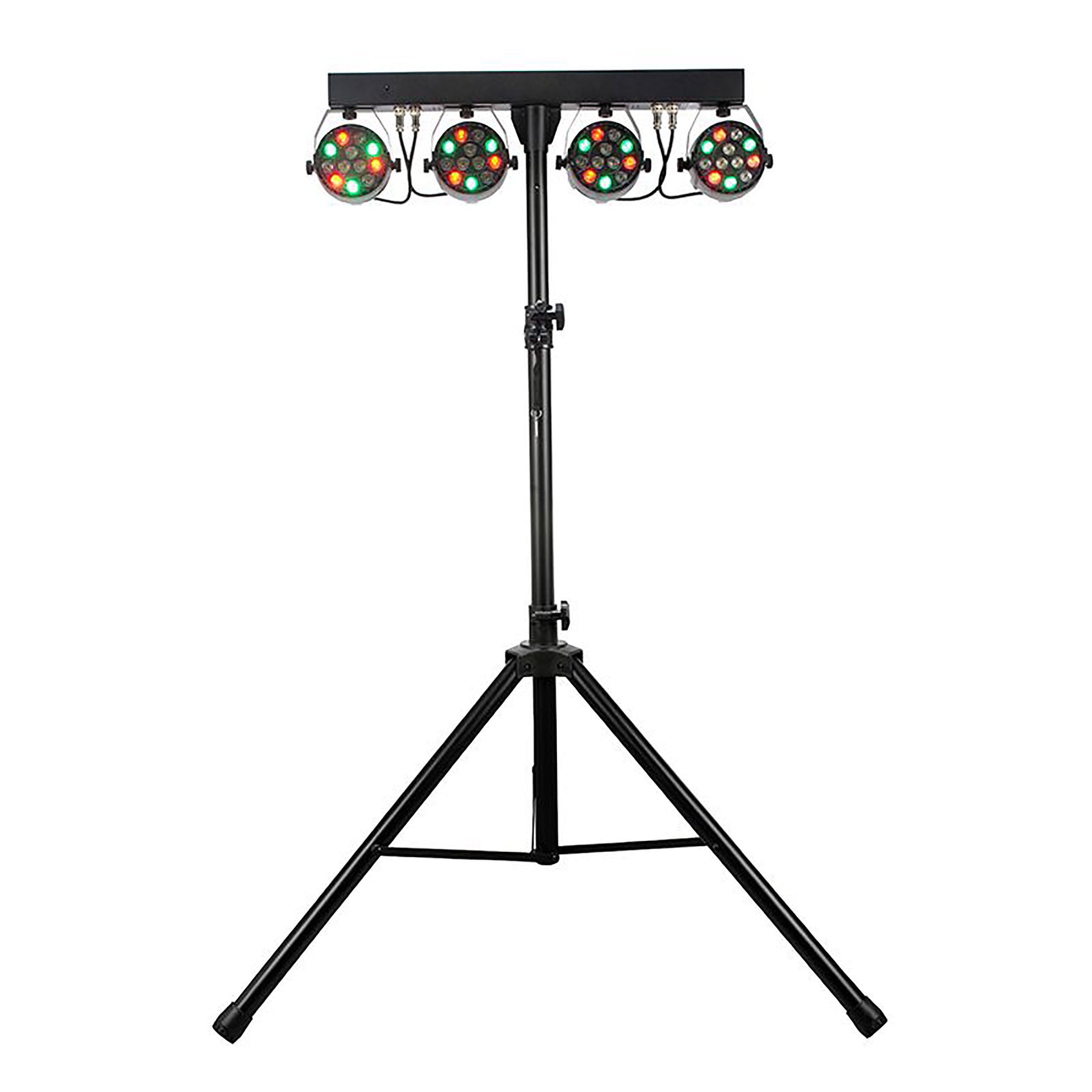 Eliminator Lighting Mini Par Bar with 4 LED Wash Fixtures, Tripod Stand, Remote, and Bag