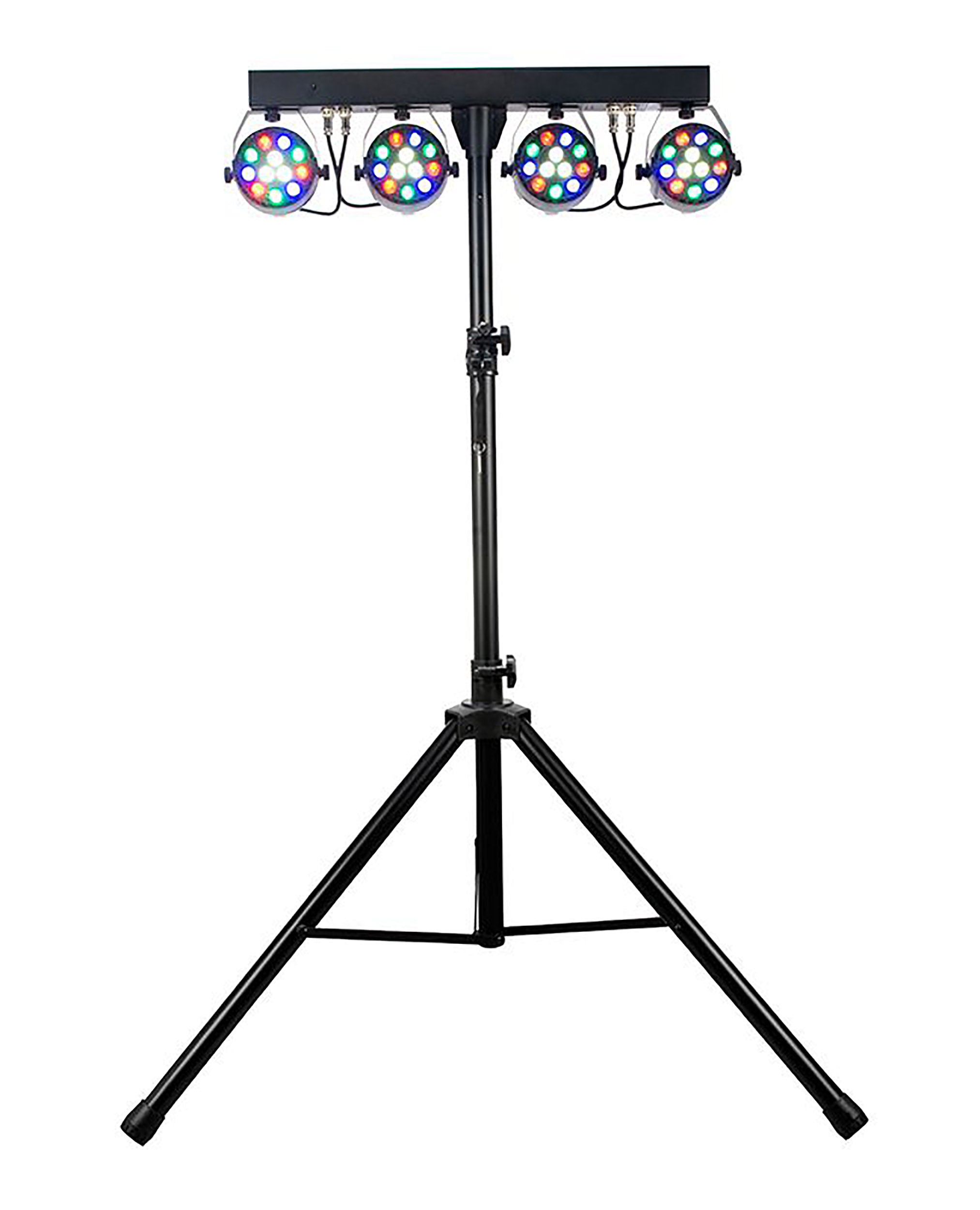 Eliminator Lighting Mini Par Bar with 4 LED Wash Fixtures, Tripod Stand, Remote, and Bag