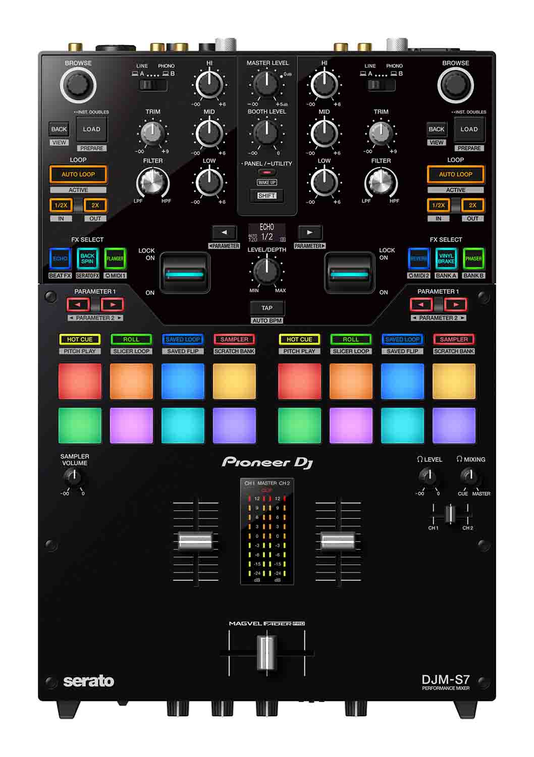 B-STOCK: Pioneer DJ DJM-S7 Scratch-Style 2-Channel Performance DJ Mixer - Black