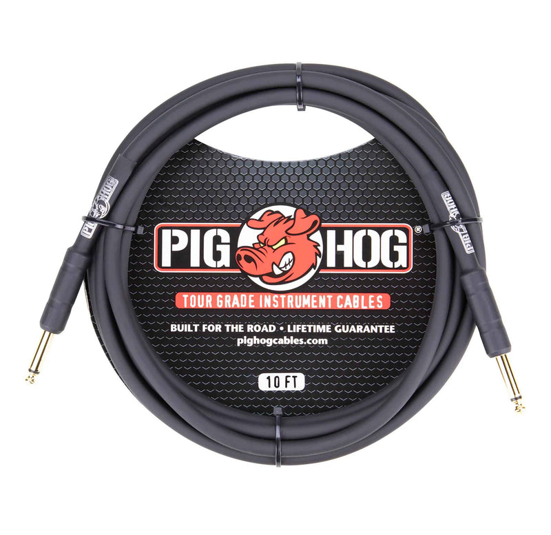 Pig Hog PH10, 1/4" to 1/4" 8MM Instrument Cable - 10 Ft by PigHog