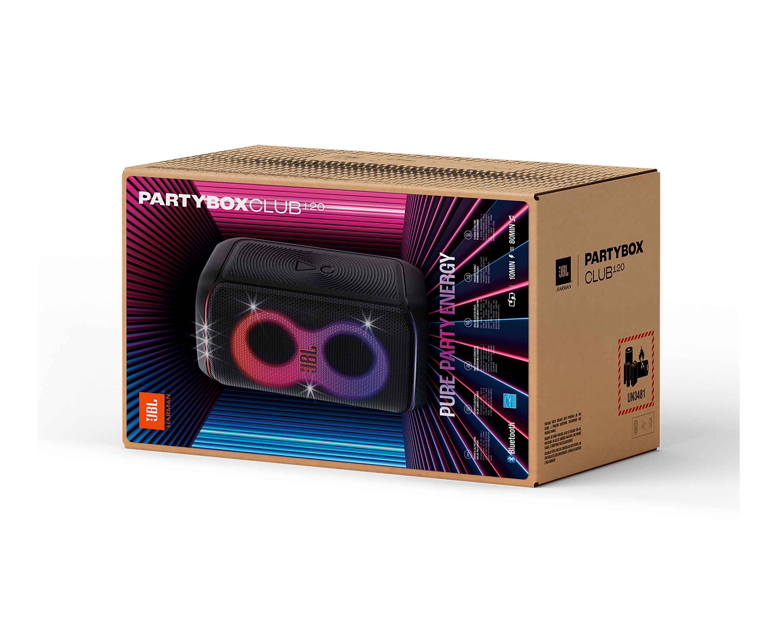 JBL PartyBox Club 120, Portable Party Speaker with Powerful Pro Sound and Lighting Effect- 160 Watt