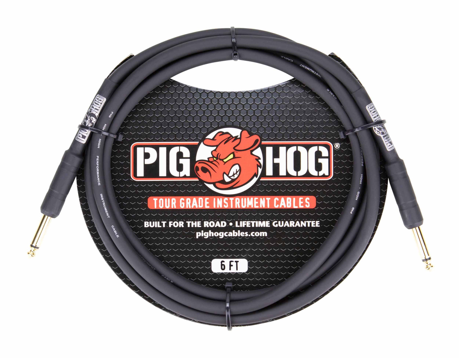 Pig Hog PH6 1/4 inch 8mm Instrument Cable, Straight - 6ft by PigHog