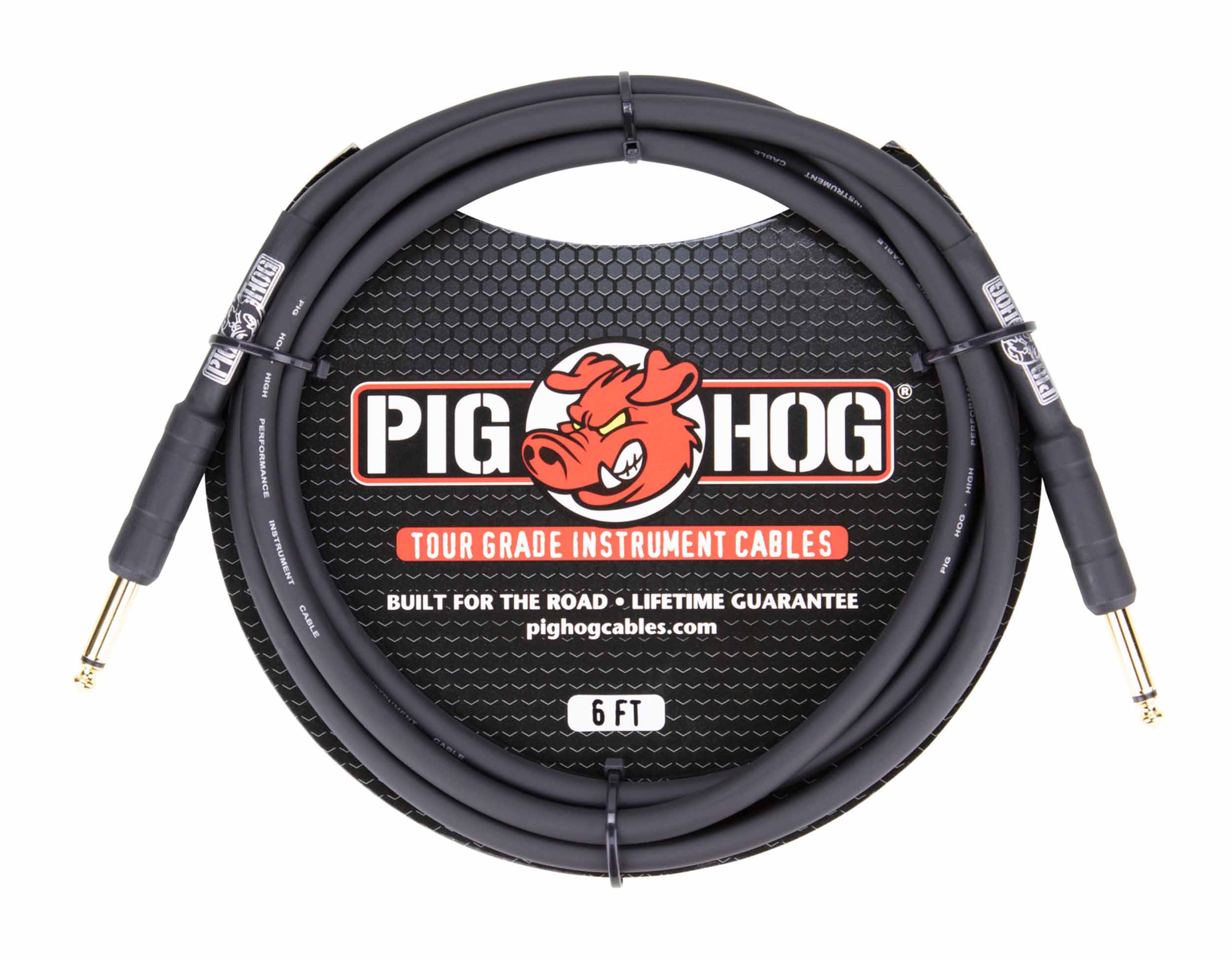 Pig Hog PH6 1/4 inch 8mm Instrument Cable, Straight - 6ft by PigHog