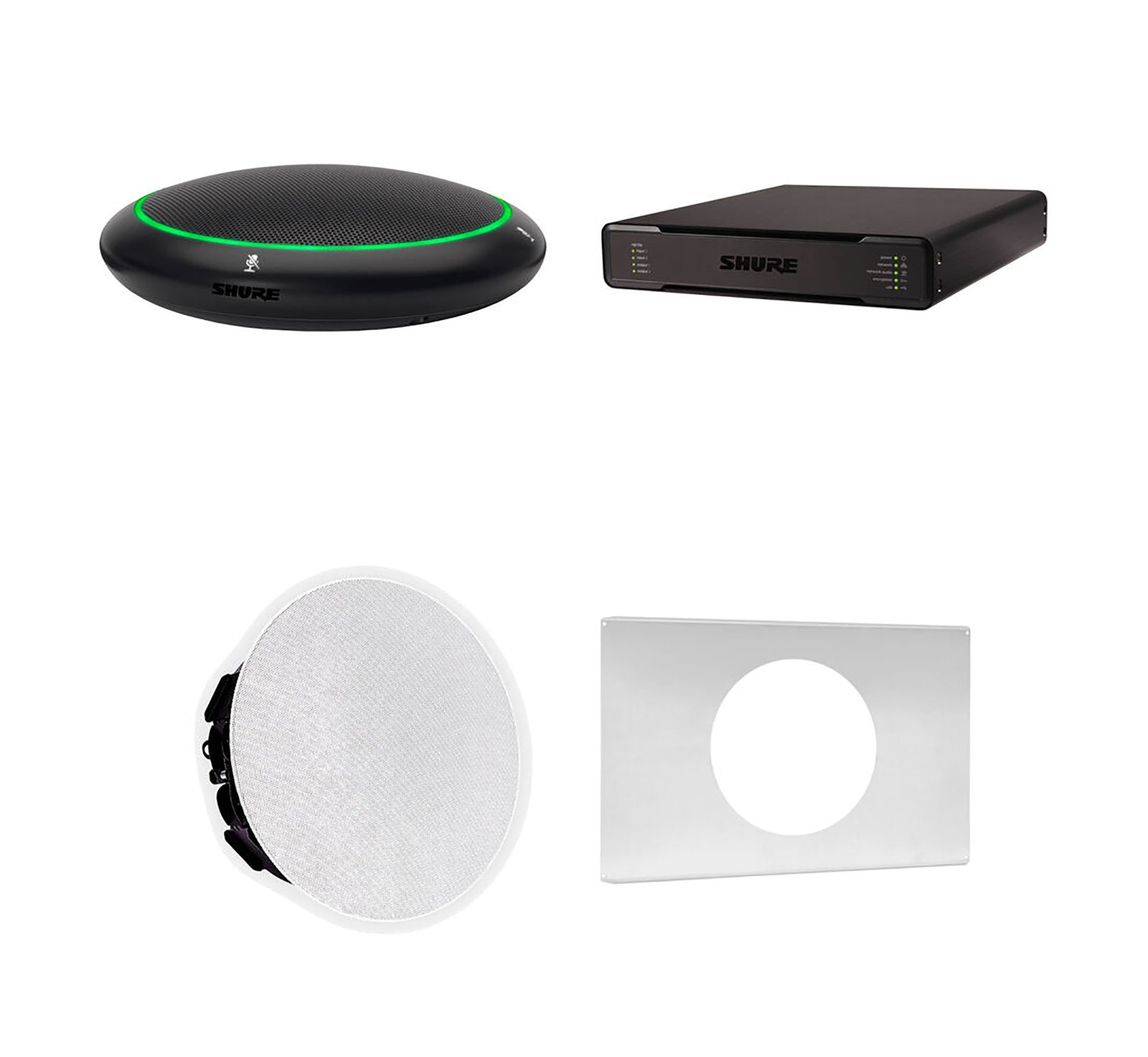 Shure 310P B-V Ecosystem DJ Package Including 1 MXA310B Microphone, 1 P300-IMXAudio Processor, MXN5W-C Ceiling Loudspeaker and 1 Tile Bridge by Shure