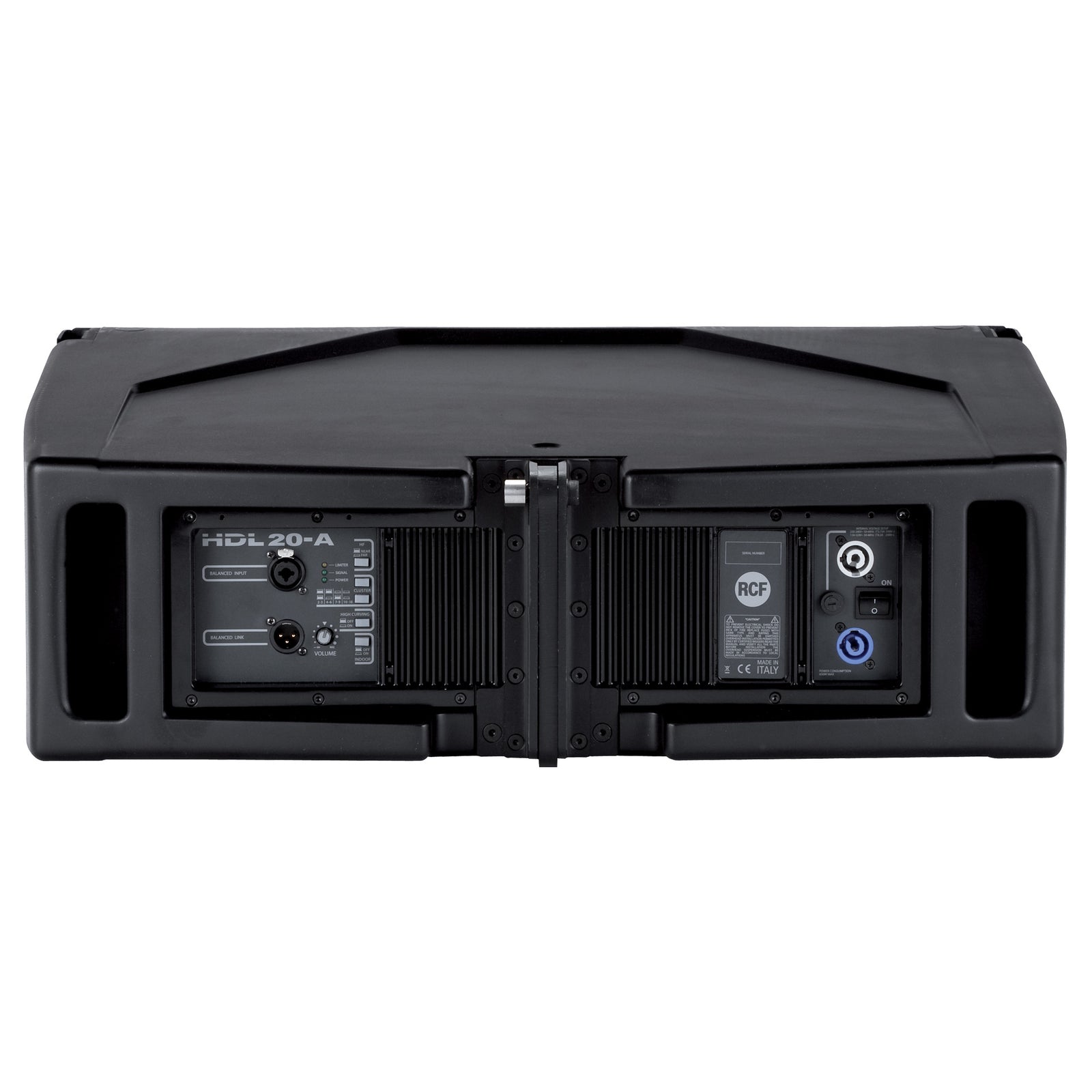 RCF HDL20-A Active Line Array Module, rear connector panel with XLR and powerCON - Hollywood DJ