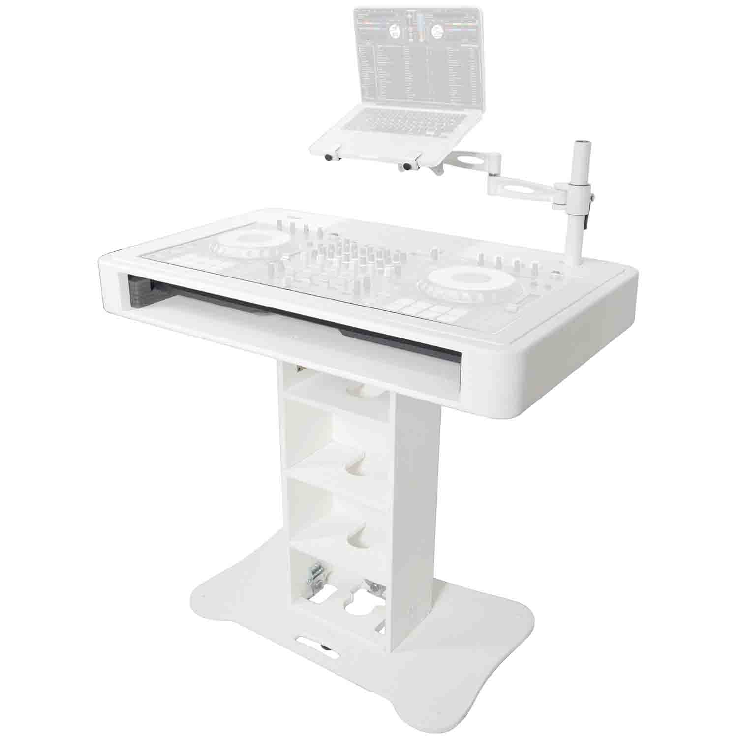 Prox Rev7 Control Tower Podium with Top Plate DJ Package - White by ProX Cases