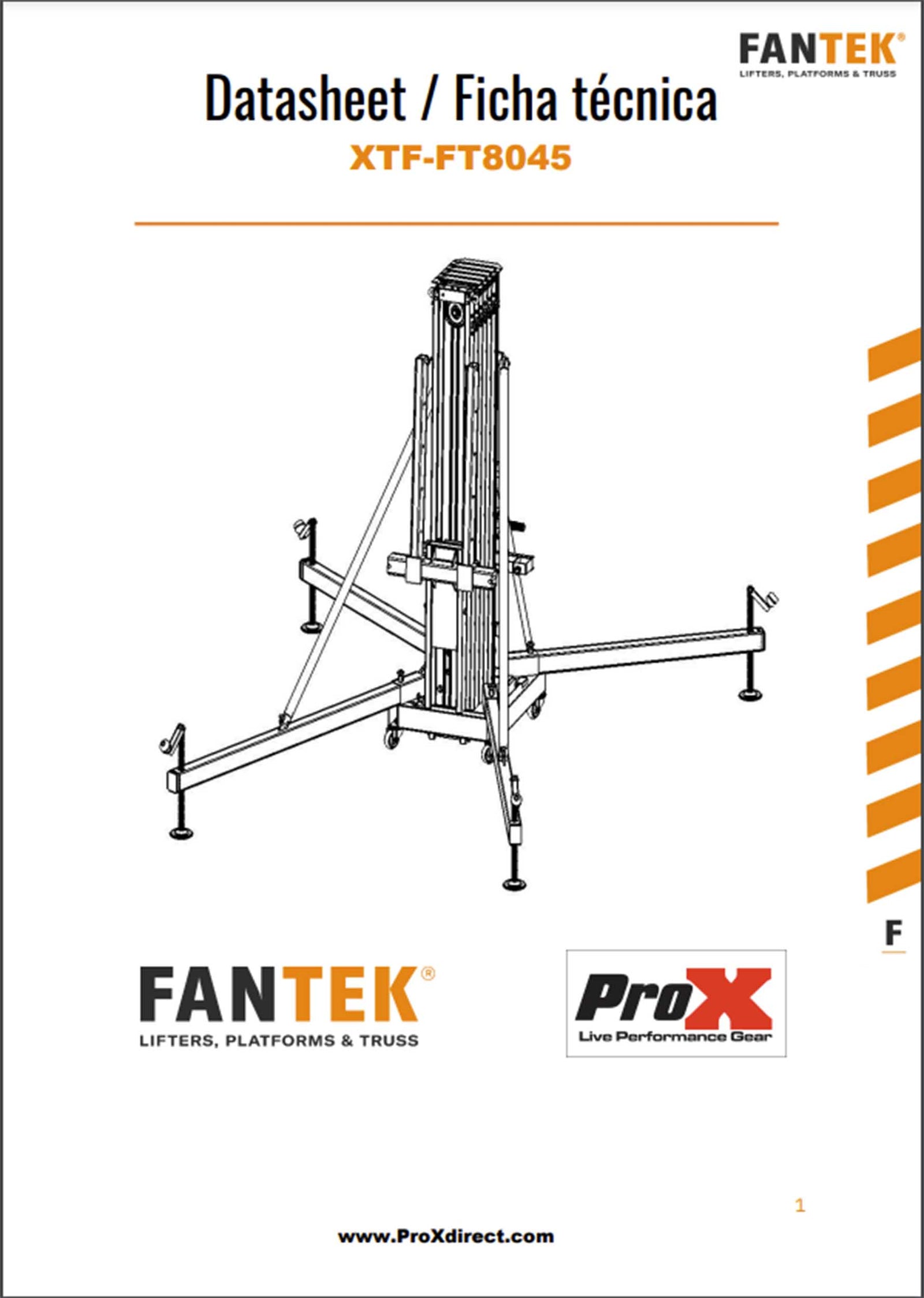 ProX XTF-FT8045, Compact Front-Loading Lifting Line Array Systems Speaker Tower w/ Adapter FANTEK Spain by ProX Cases