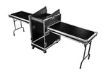 Odyssey FZ1416WDLX-II Deluxe 14U Top Slanted 16U Bottom Vertical Pro Combo Rack with Two Side Tables and Casters by Odyssey