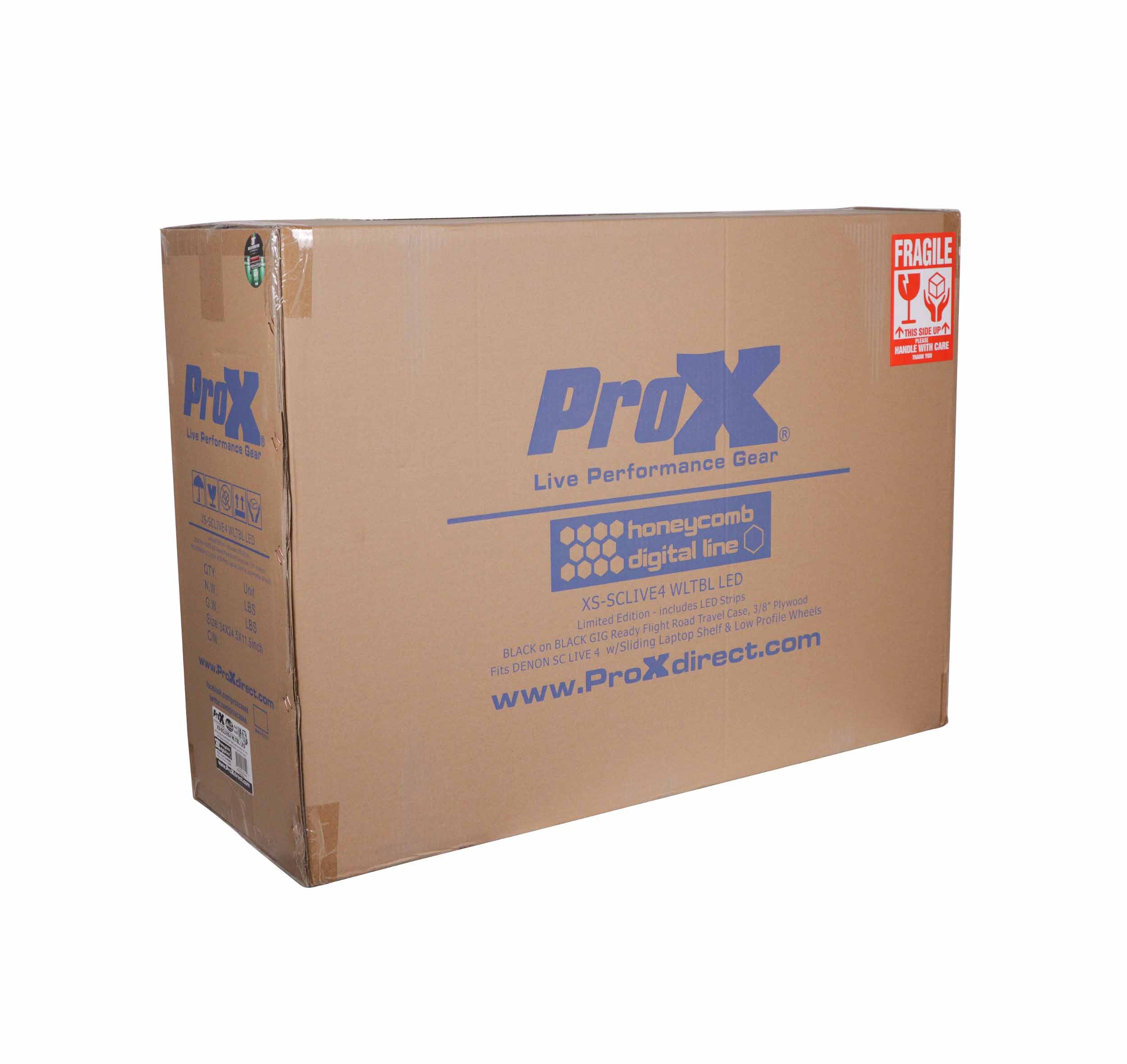 ProX XS-SCLIVE4 LTBL LED, ATA Flight Style Road Case for Denon SC Live 4 Controller - Black by ProX Cases