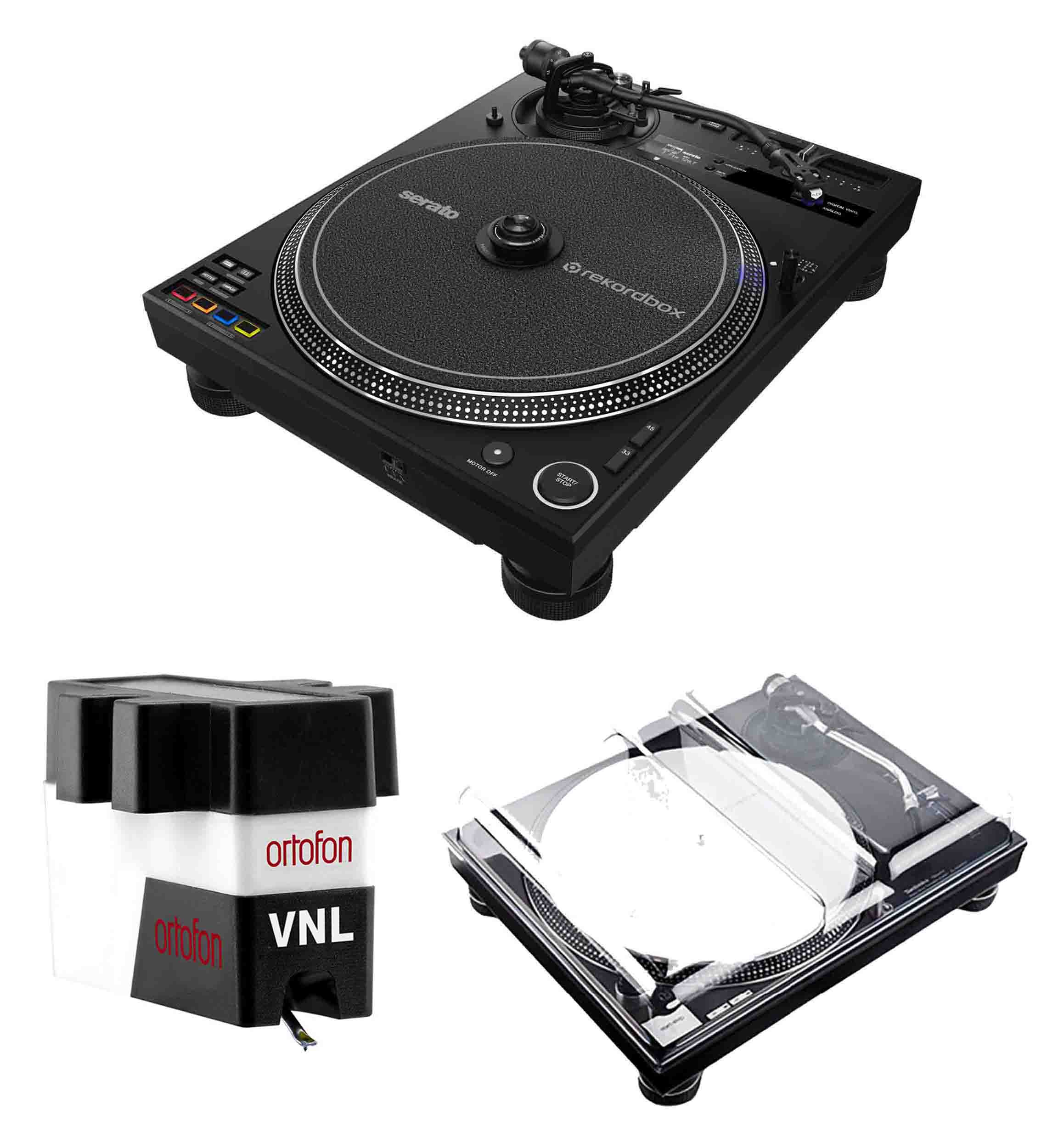 Pioneer DJ PLX-CRSS12 Hybrid Turntable Package with Decksaver Cover and VNL Cartridge