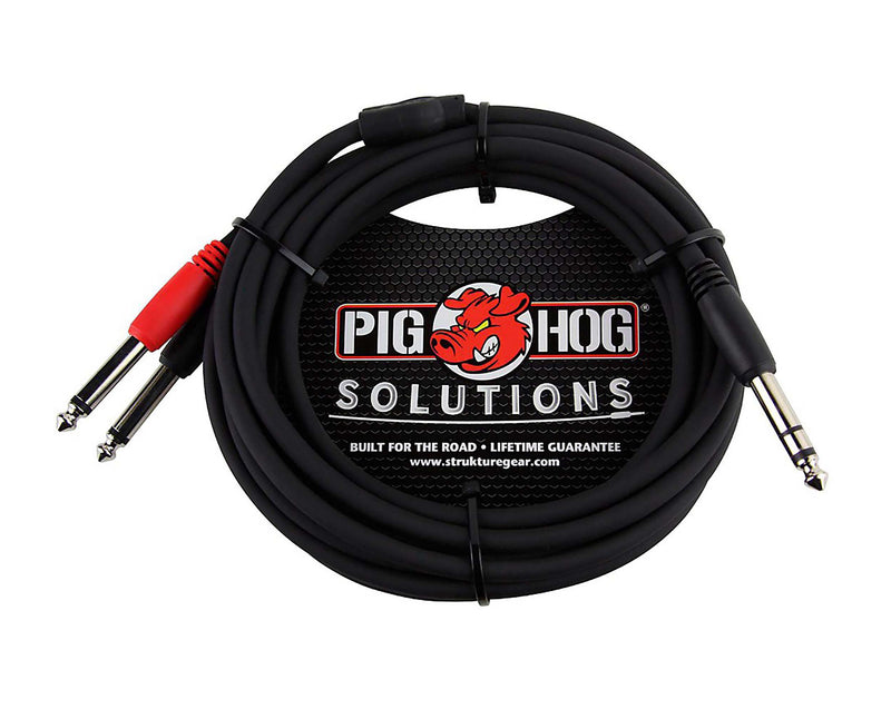 Pig Hog PYIC10, 1/4" TRS Male to Dual 1/4" Mono Male Insert Cable - 10 Ft by PigHog