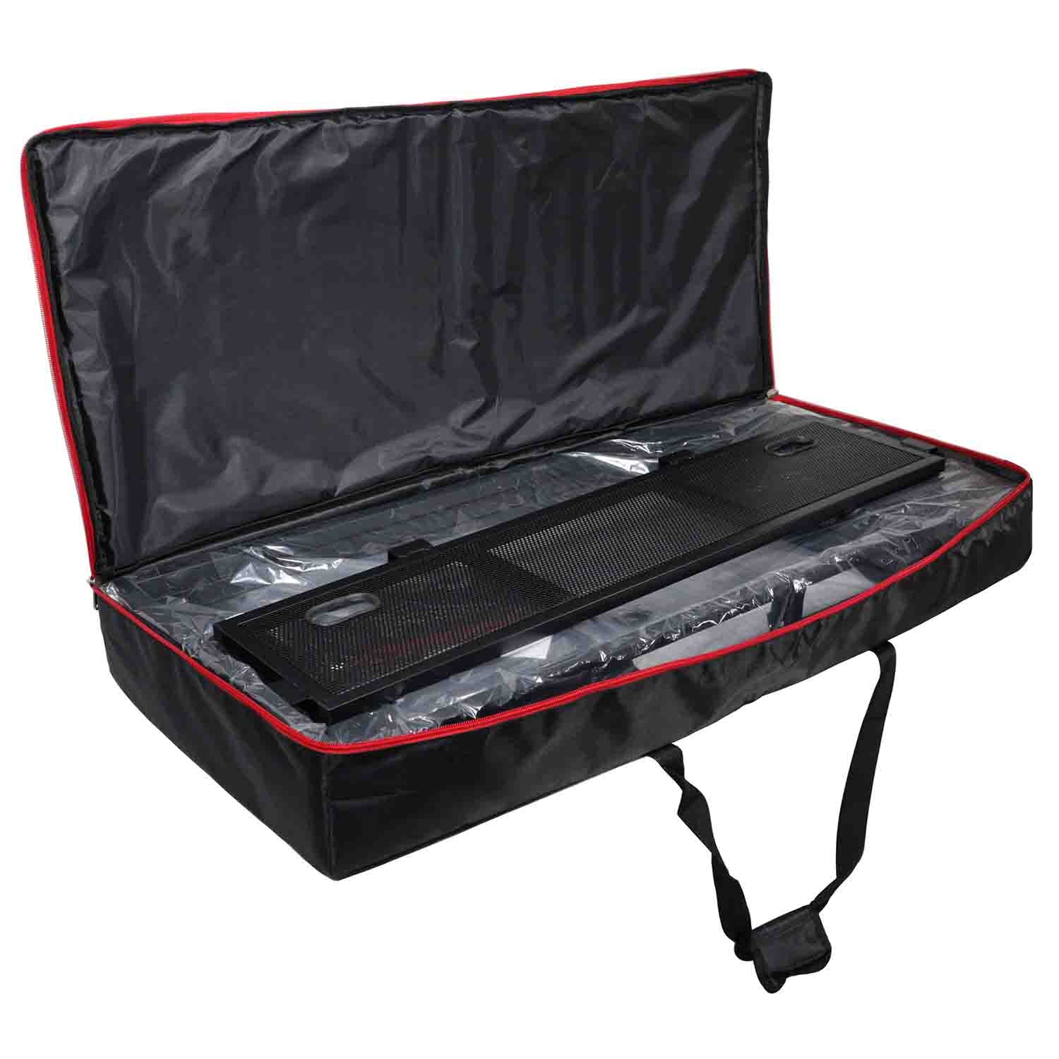 ProX XF-VISTA BL MK2, VISTA DJ Booth Façade Table Station with White/Black Scrim kit and Padded Travel Bag