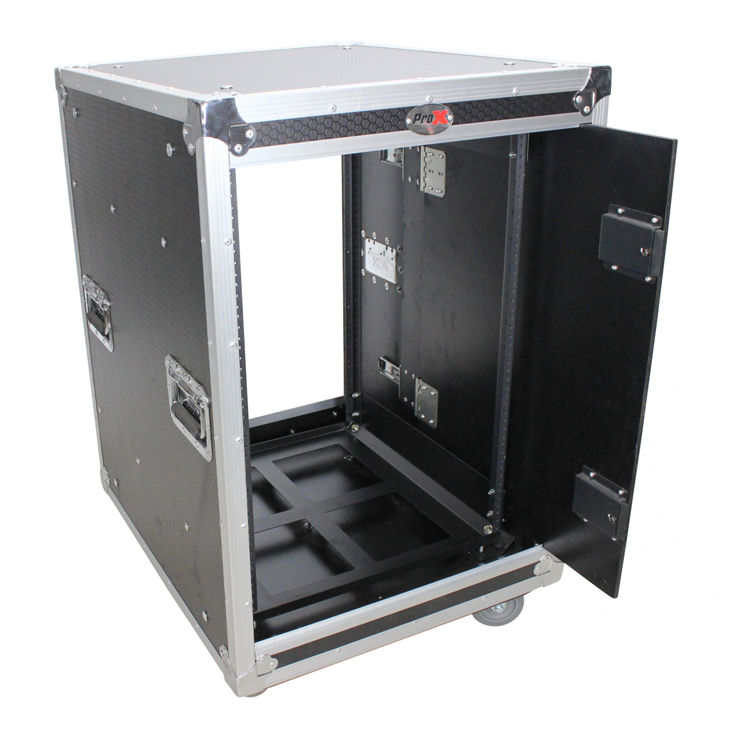 ProX T-12USLAM20, 12U 20" Deep Vertical Rack Shock Mount Case with 2 Sliding Slam Doors and 4" Caster Wheels by ProX Cases