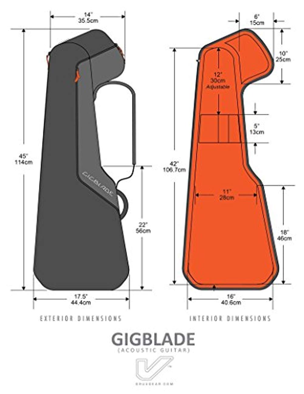 GigBlade Side-Carry Hybrid Guitar Gig Bag for Acoustic Guitar, Black by Gruv Gear