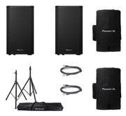 Pioneer Dj XPRS122, 12" Active Loudspeaker DJ Package with Speaker Covers, Stands and Cables by Pioneer DJ