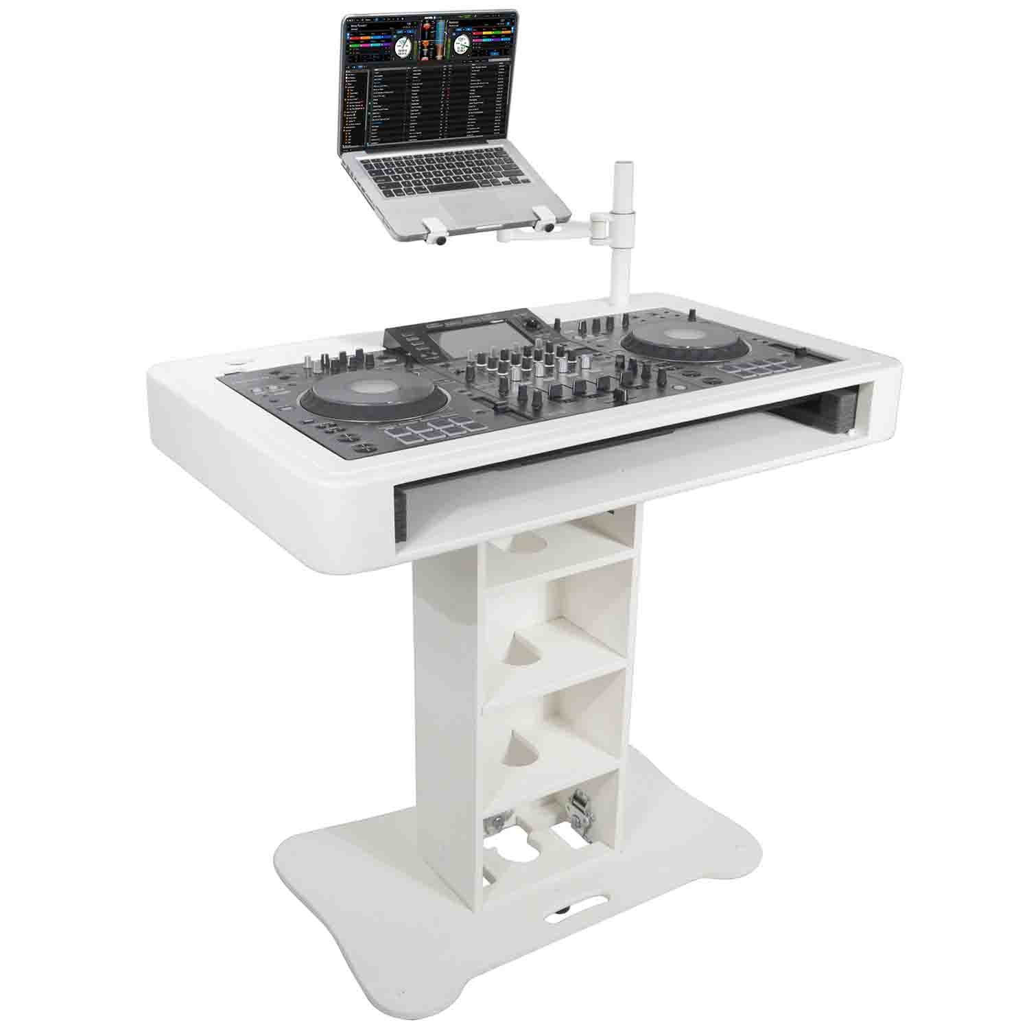 Prox Rev7 Control Tower Podium with Top Plate DJ Package - White by ProX Cases