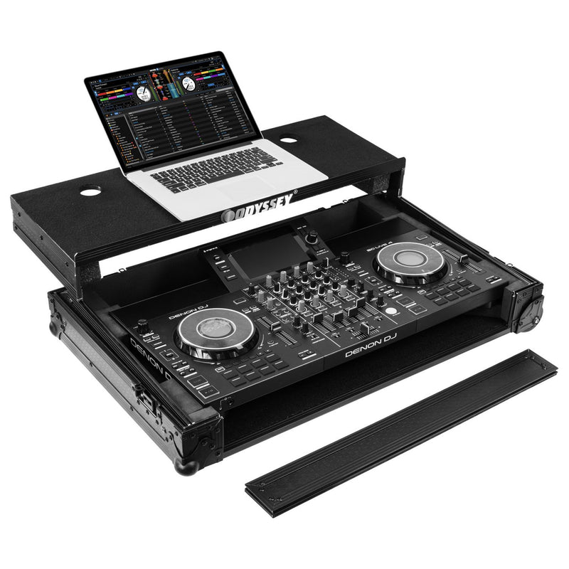 Odyssey 810SC4M DJ Flight Case with Glide Style Laptop Platform for Denon DJ SC LIVE 4 I-Board by Odyssey