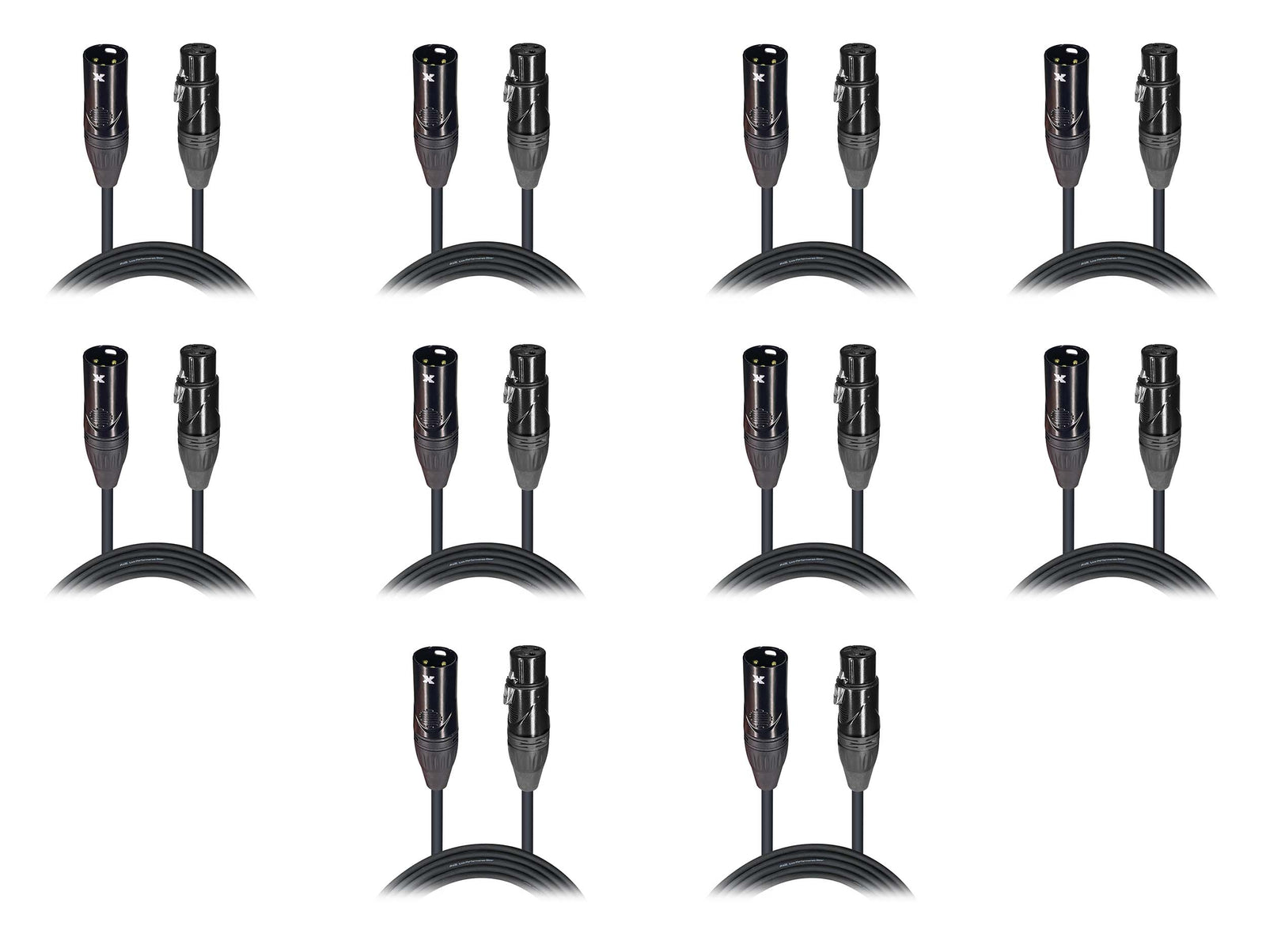 ProX XC-MIC25 X10, 25 Ft Balanced XLR-F to XLR-M High Performance Microphone Cable DJ Package  - 10 Pack by ProX Cases