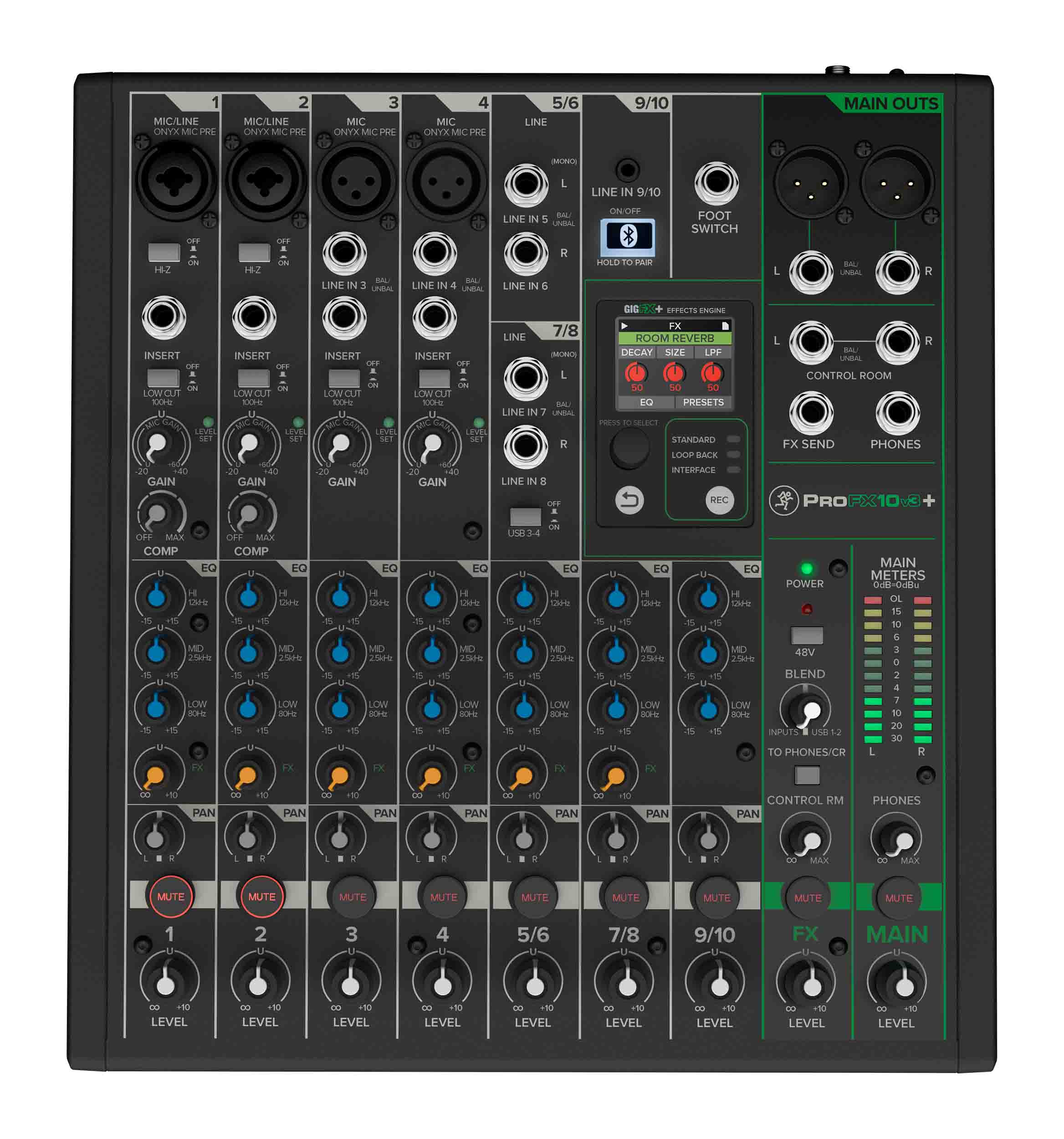 Mackie ProFX10v3+, 10-Channel Analog Mixer with Enhanced FX, USB Recording Modes and Bluetooth by Mackie