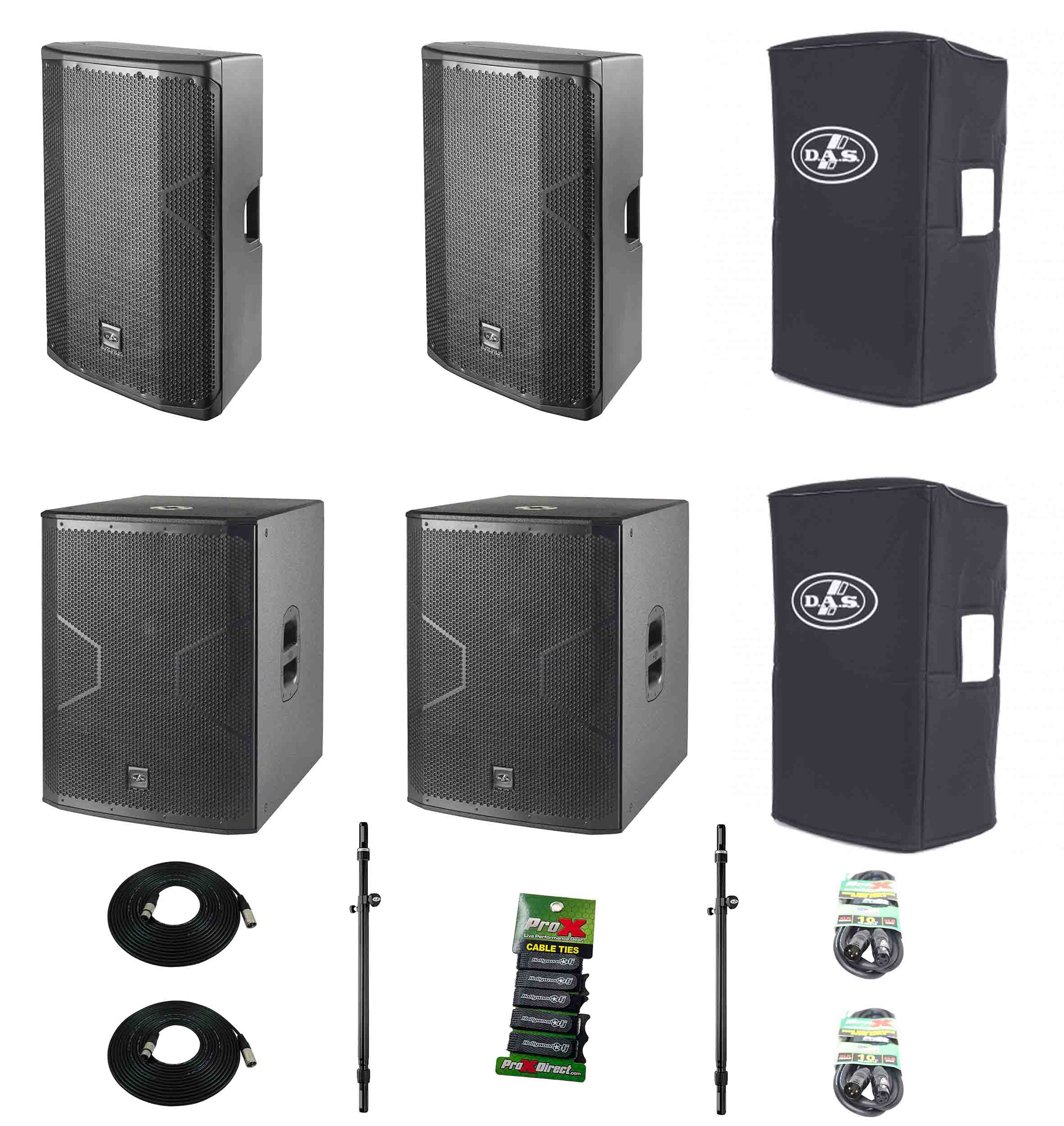 DAS Audio 715ACVR15718ATSP1, 15-Inch Powered Speaker DJ Package with Subs by DAS Audio