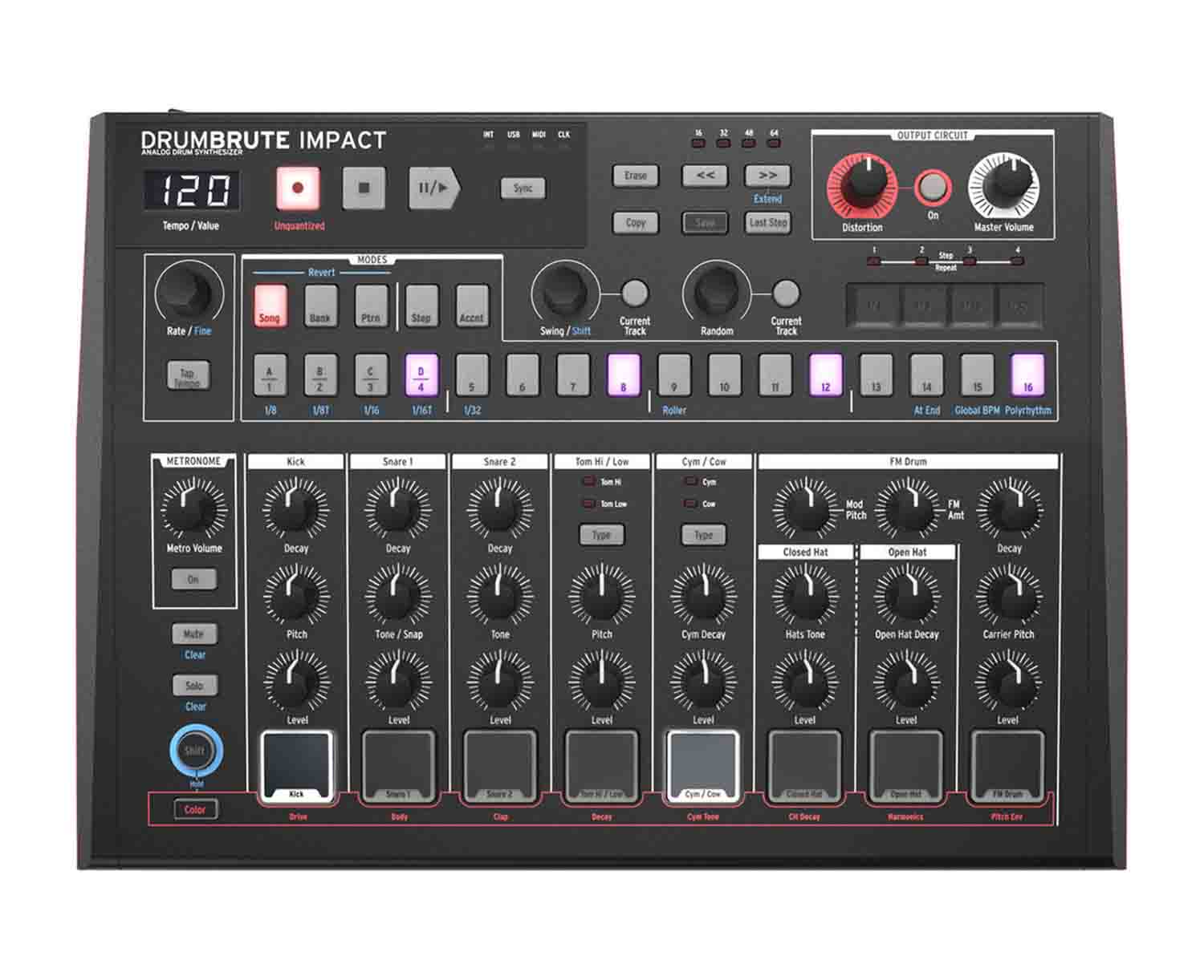 Arturia DrumBrute Impact Synthesizer DJ Package with Decksaver Protective Cover by Arturia