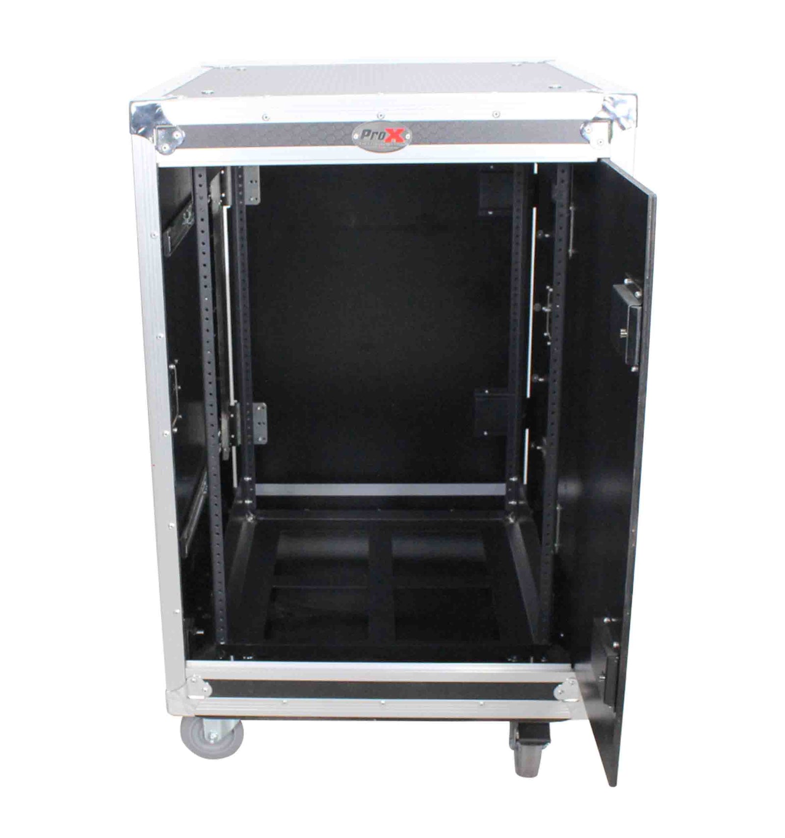 ProX T-12USLAM20, 12U 20" Deep Vertical Rack Shock Mount Case with 2 Sliding Slam Doors and 4" Caster Wheels by ProX Cases
