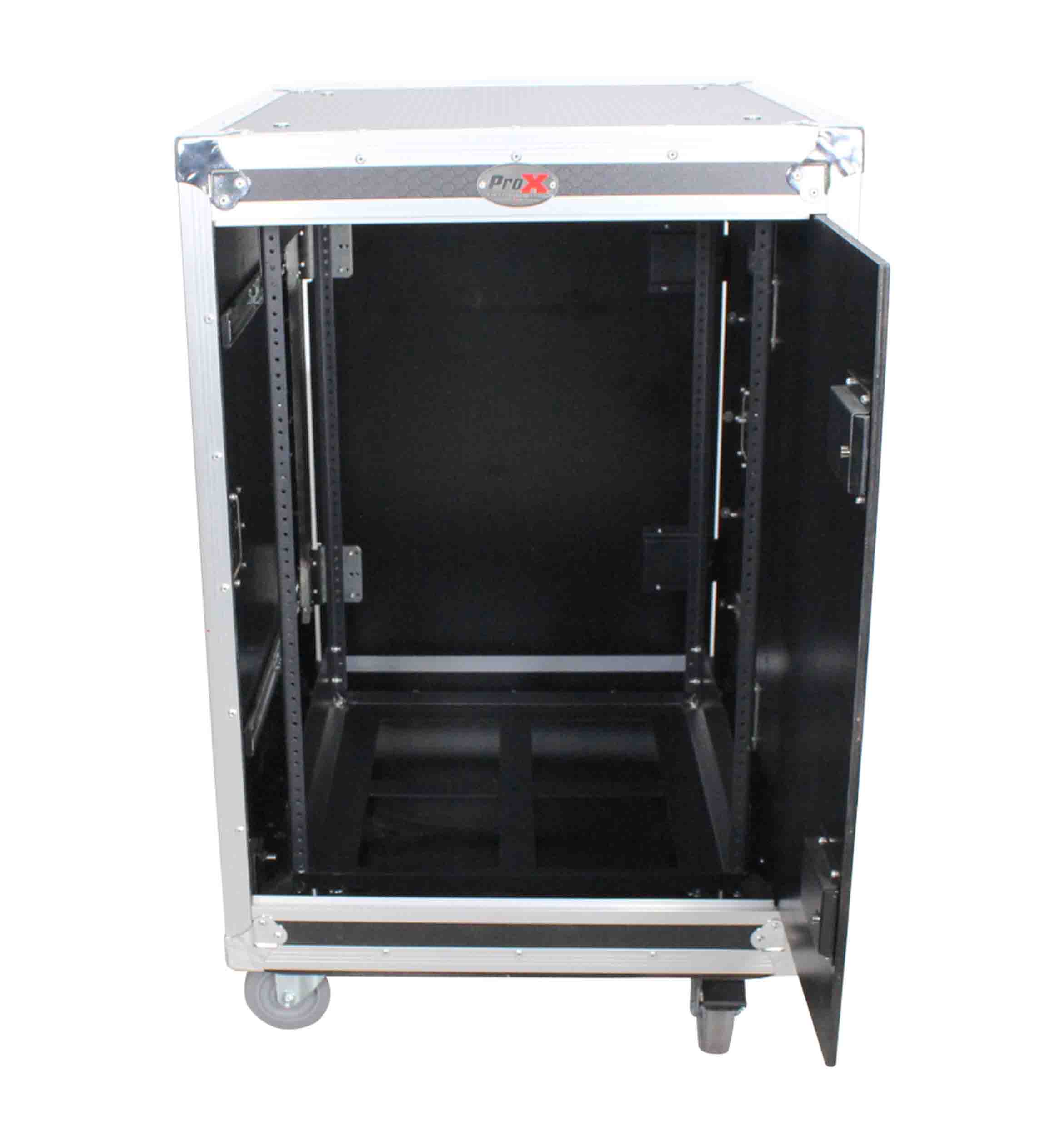 ProX T-12USLAM20, 12U 20" Deep Vertical Rack Shock Mount Case with 2 Sliding Slam Doors and 4" Caster Wheels by ProX Cases