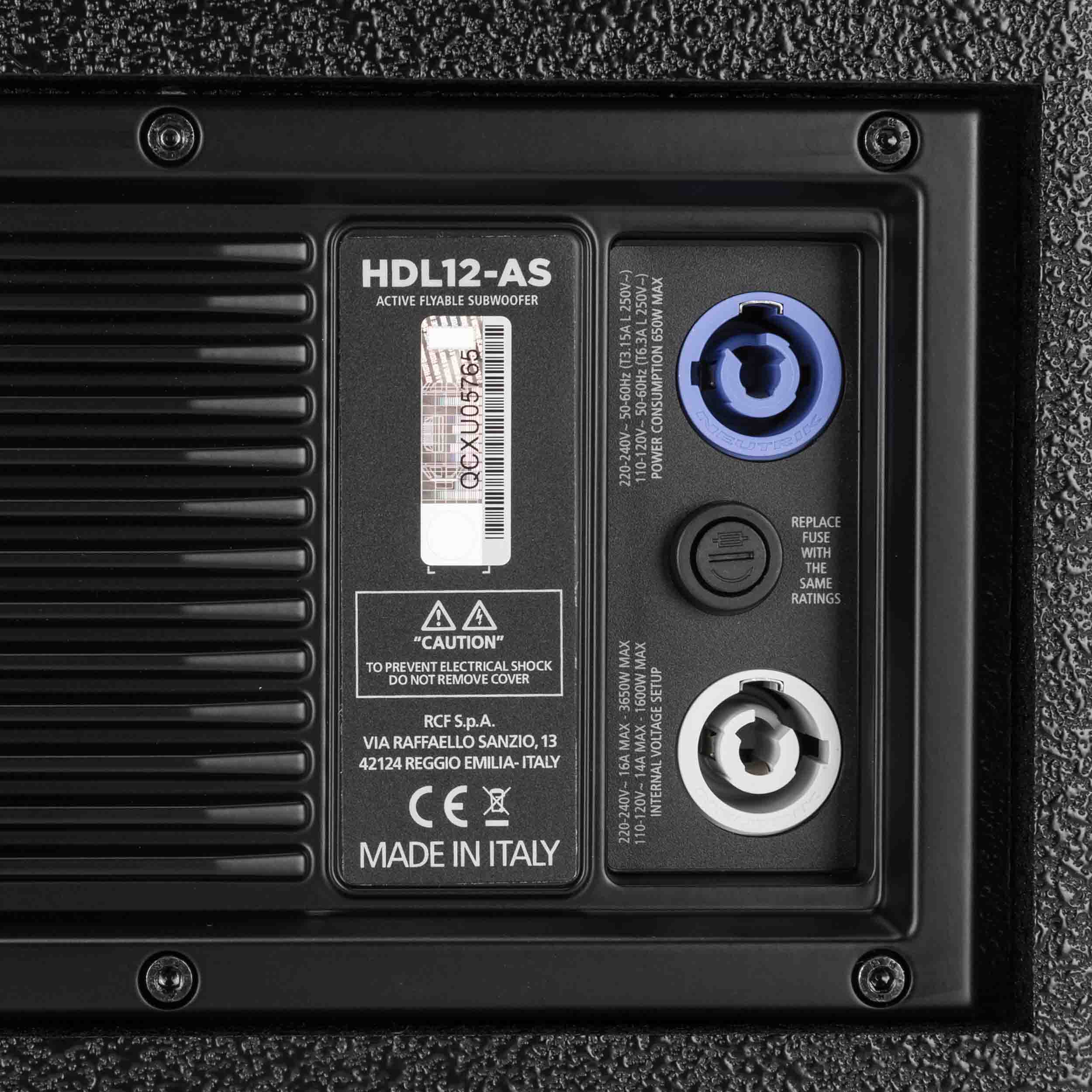 RCF HDL 12-AS, 1400W 12-inch Compact Active Flyable Subwoofer - Black by RCF