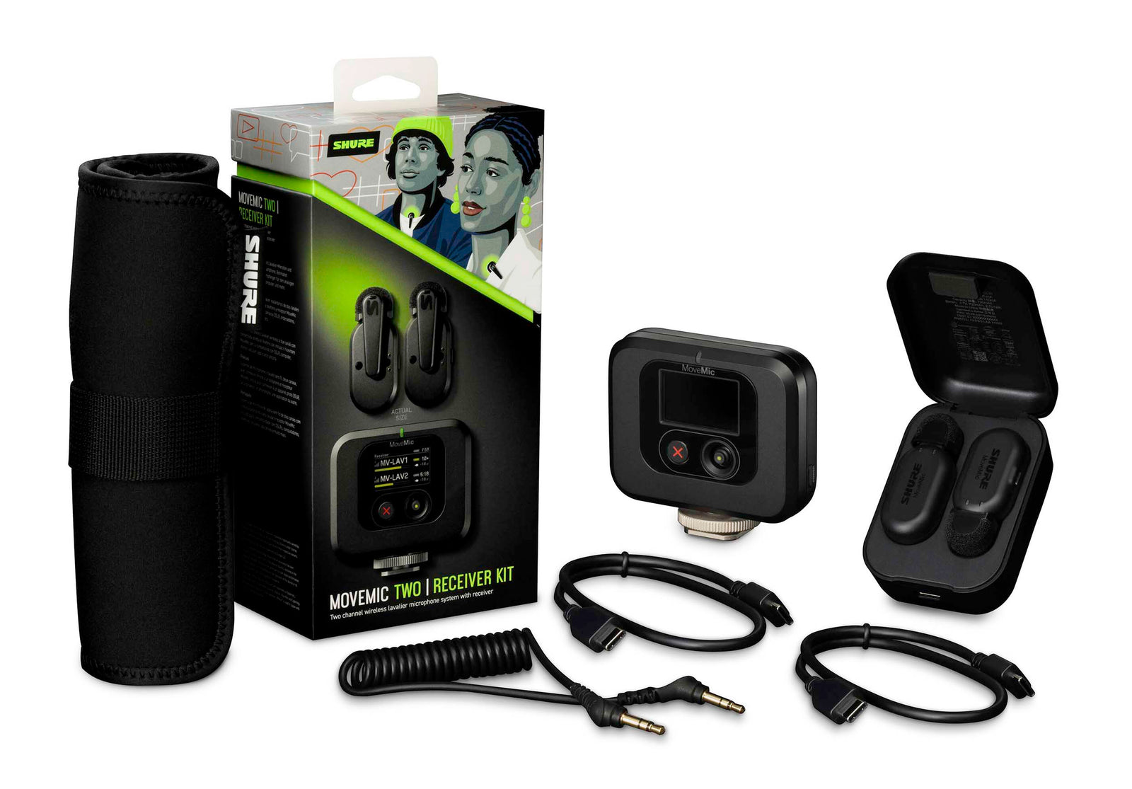 Shure MV-TWO-KIT-Z7, Two-Channel Wireless Lavalier Microphone System With Receiver by Shure