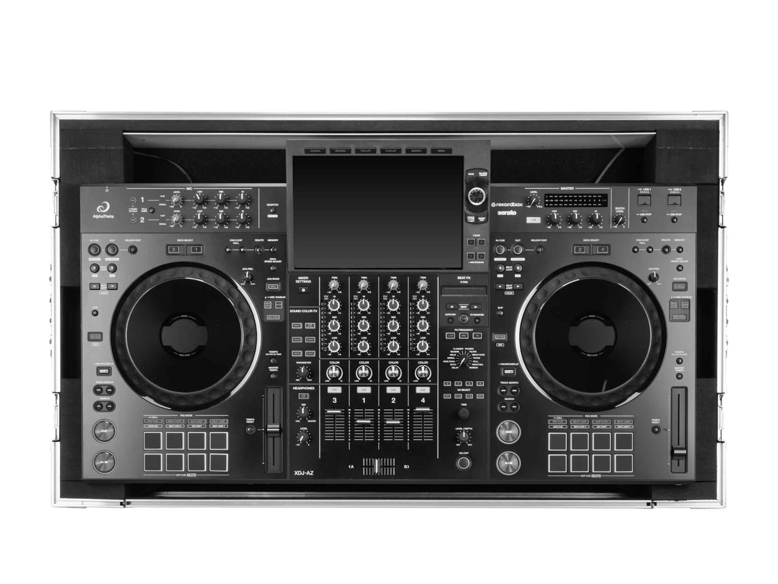 Odyssey SCXDJAZCW1 Flight Effects Clear Lid Case for AlphaTheta XDJ-AZ 1U LED with Wheels by Odyssey