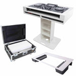 ProX Rev7 Control Tower Podium with 2x1U Rack Case DJ Package - White by ProX Cases