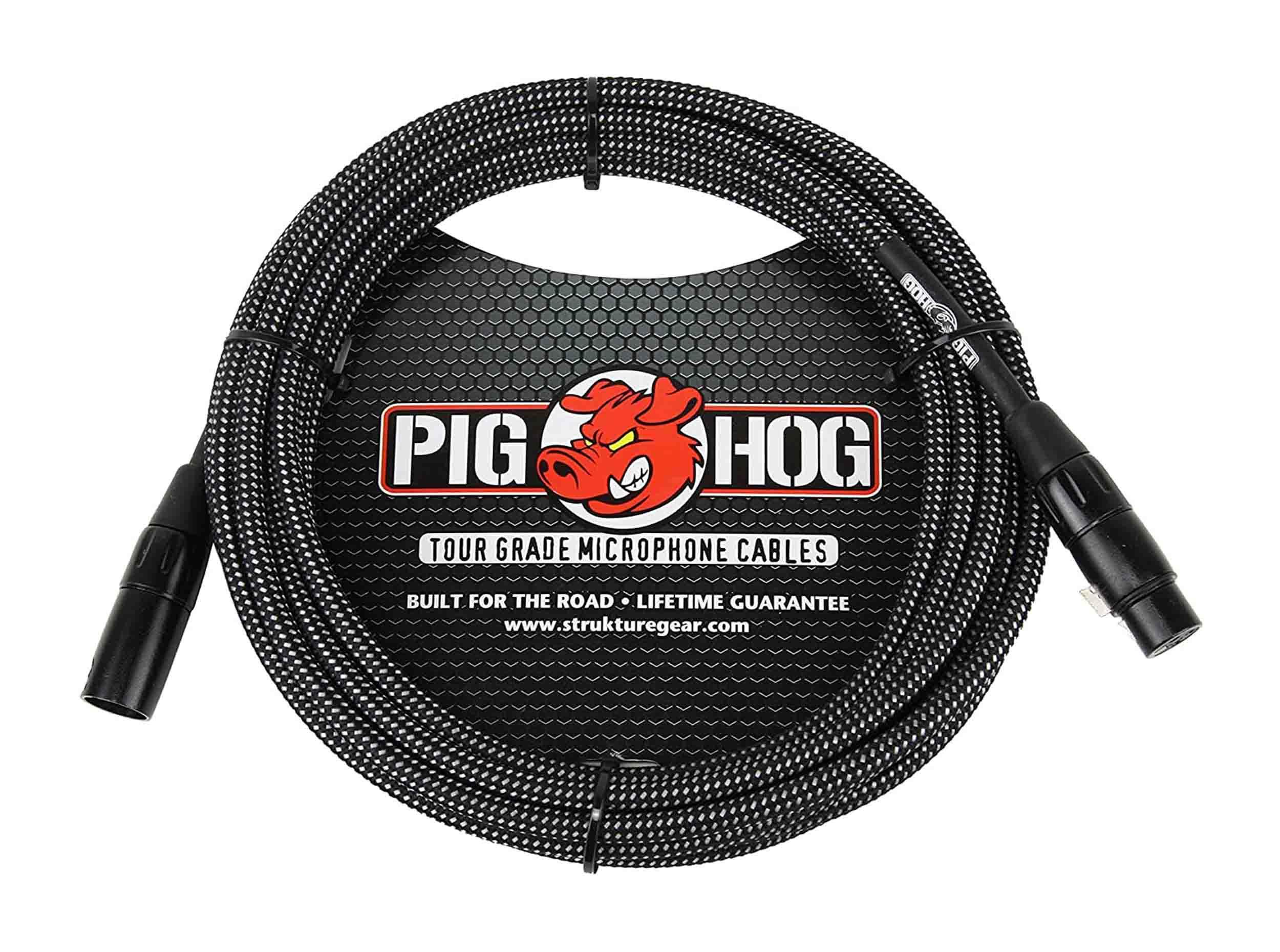 Pig Hog PHM20BKW Black and White Woven XLR Mic Cable - 20ft by PigHog