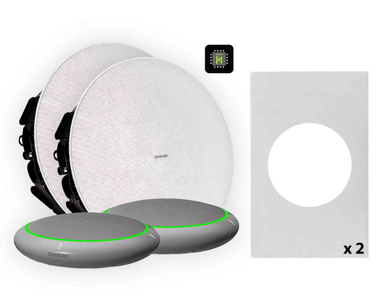 Shure 310L AL-V Ecosystem DJ Package Including 2 MXA310AL Microphone, 1 IMX-RM8-SUB5, 2 MXN5W-C Ceiling Loudspeaker and 2 Tile Bridges by Shure