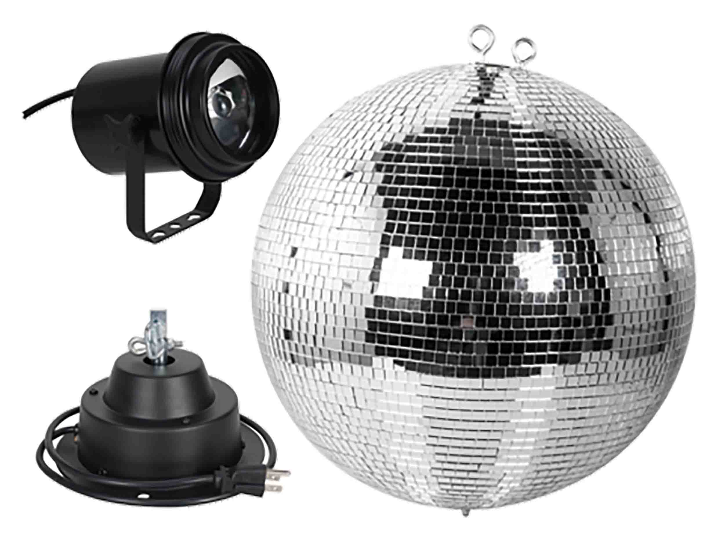 Eliminator Lighting M600EL, All-In-One Mirror Ball Kit with 16-Inch Mirror Ball