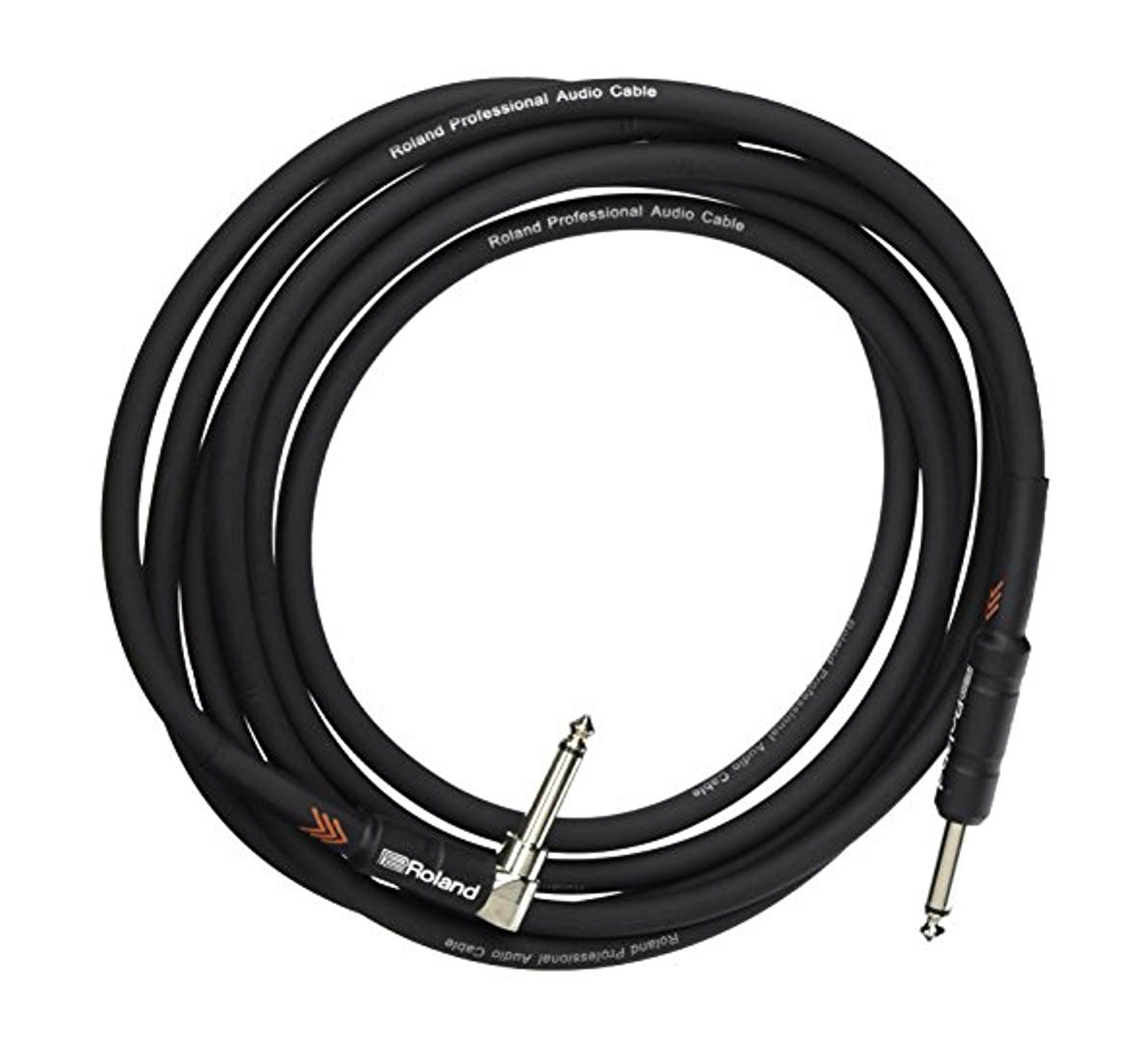 Roland RIC-B10A, Black Series 1/4" Plug to 1/4" Right-Angle Plug Instrument Cable - 10 Ft