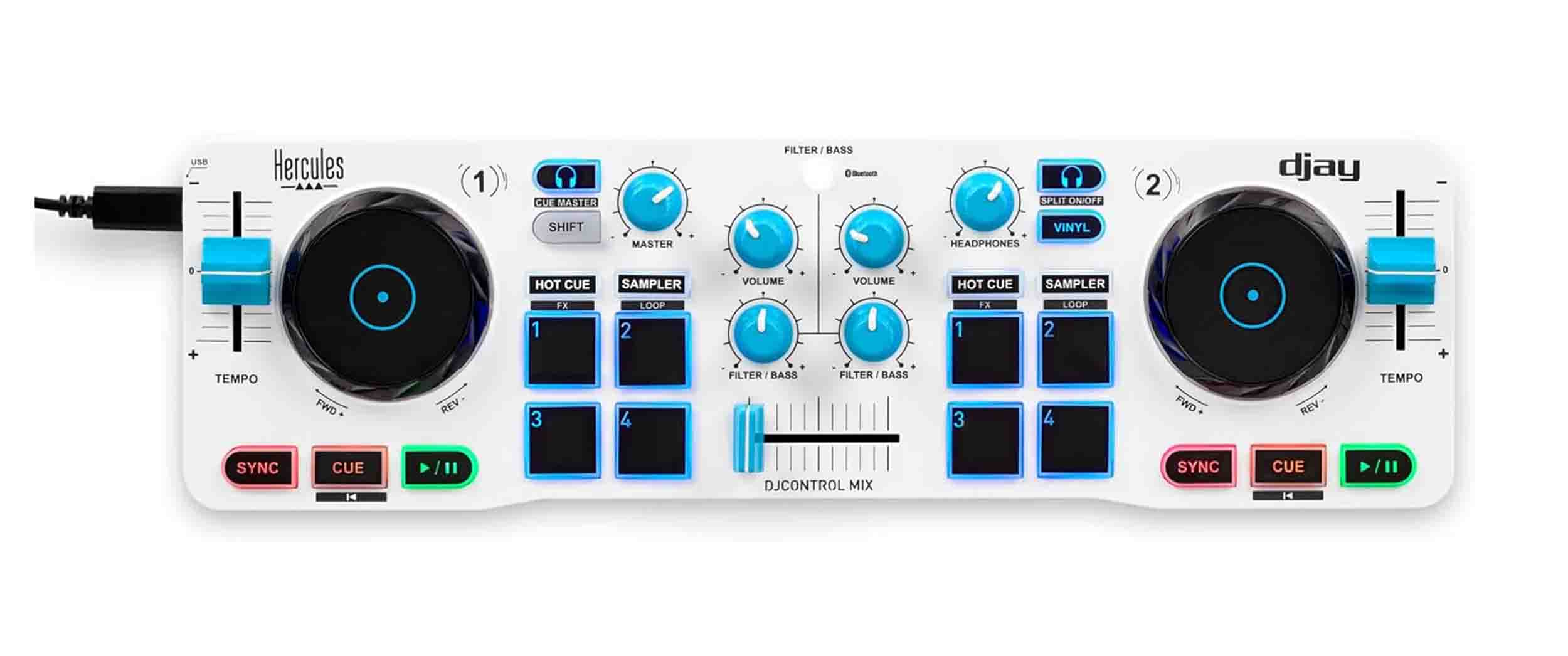 Hercules DJControl Mix Blue Bluetooth Wireless Controller for Smartphones by Hercules